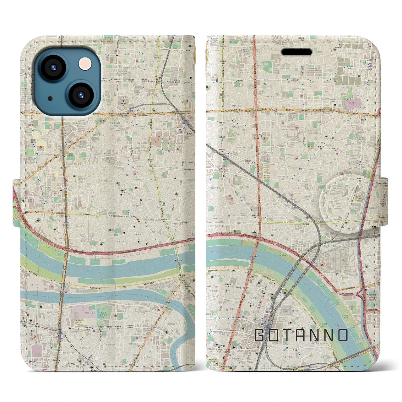 【五反野(東京都)】地図柄iPhoneケース(手帳タイプ)