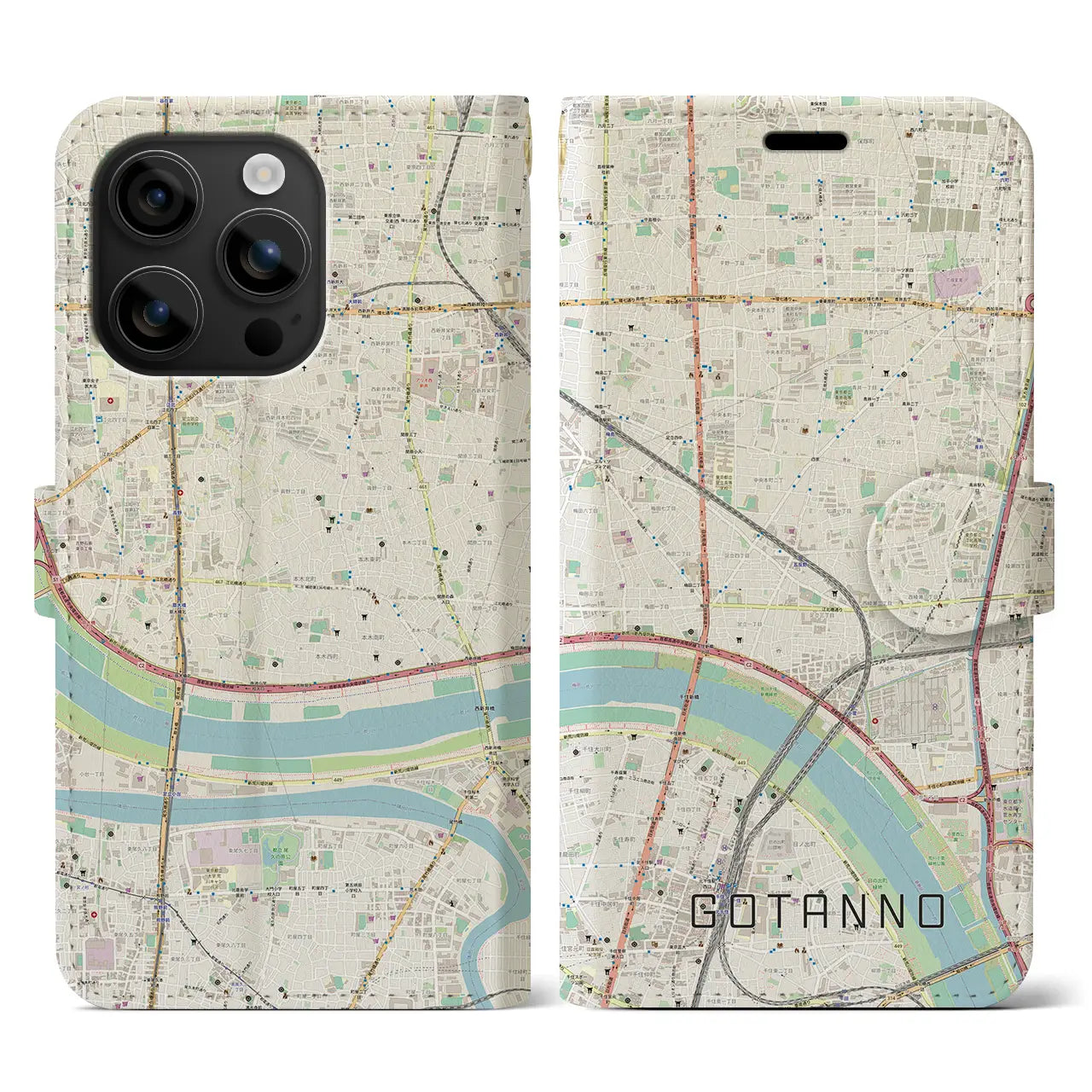 【五反野(東京都)】地図柄iPhoneケース(手帳タイプ)