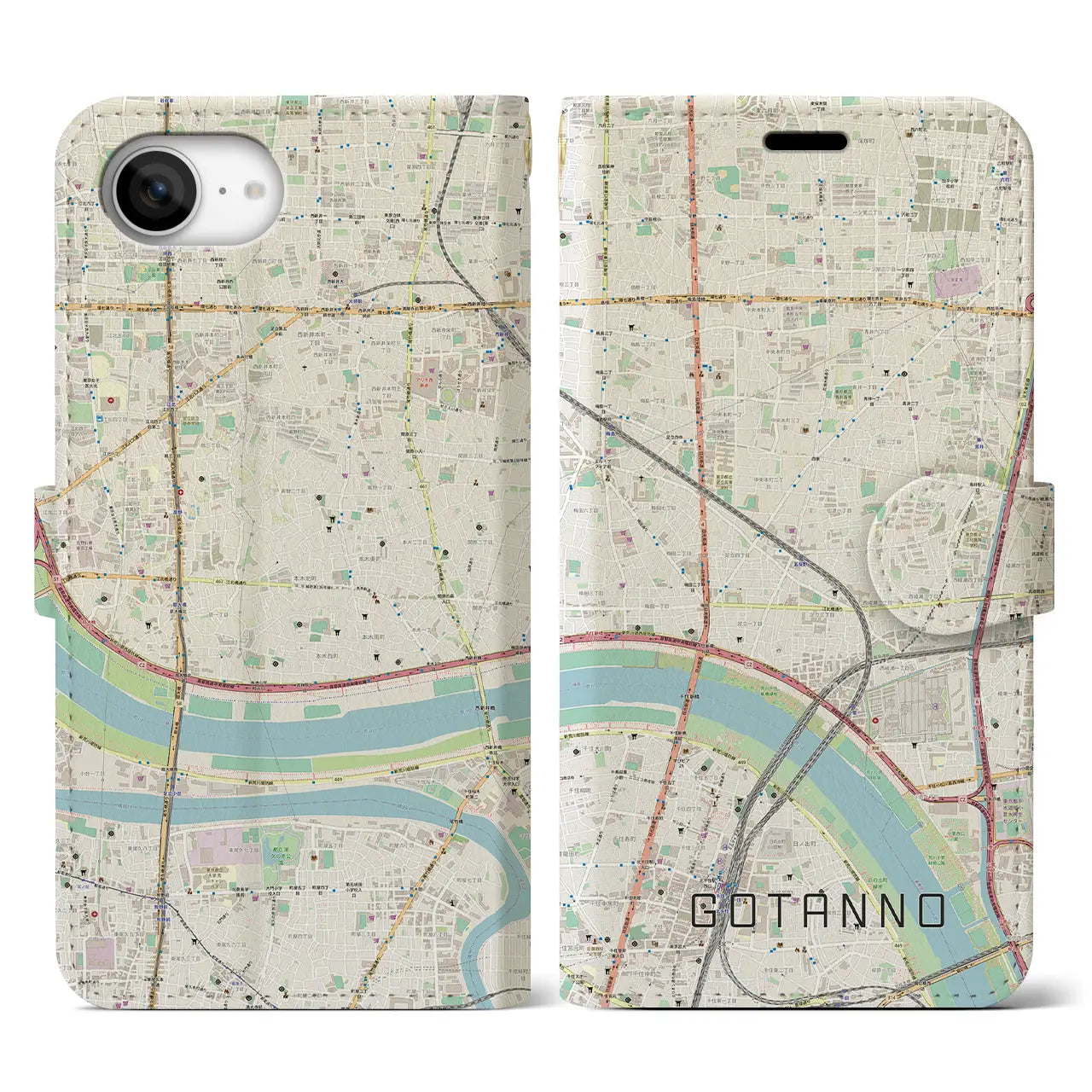 【五反野(東京都)】地図柄iPhoneケース(手帳タイプ)