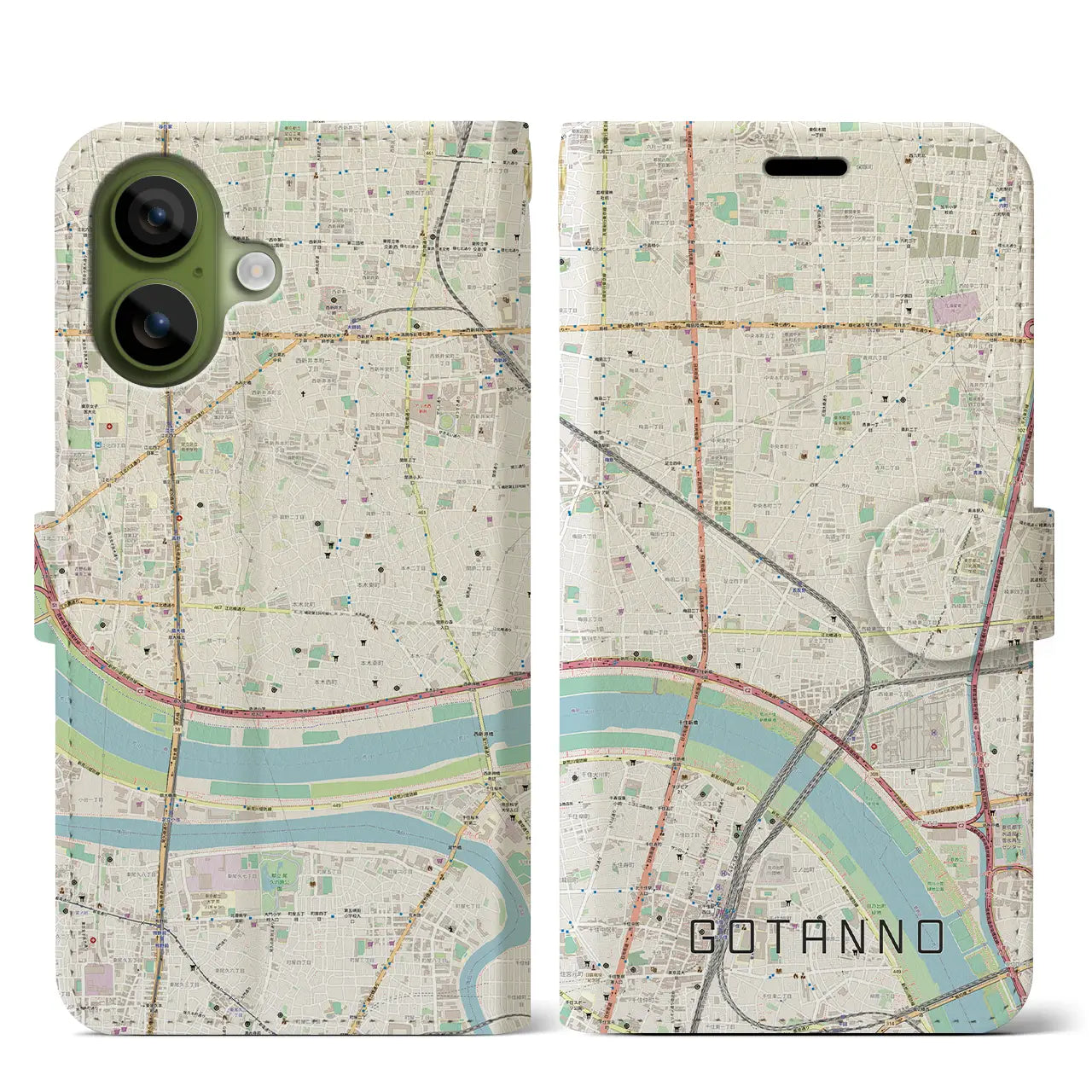 【五反野(東京都)】地図柄iPhoneケース(手帳タイプ)