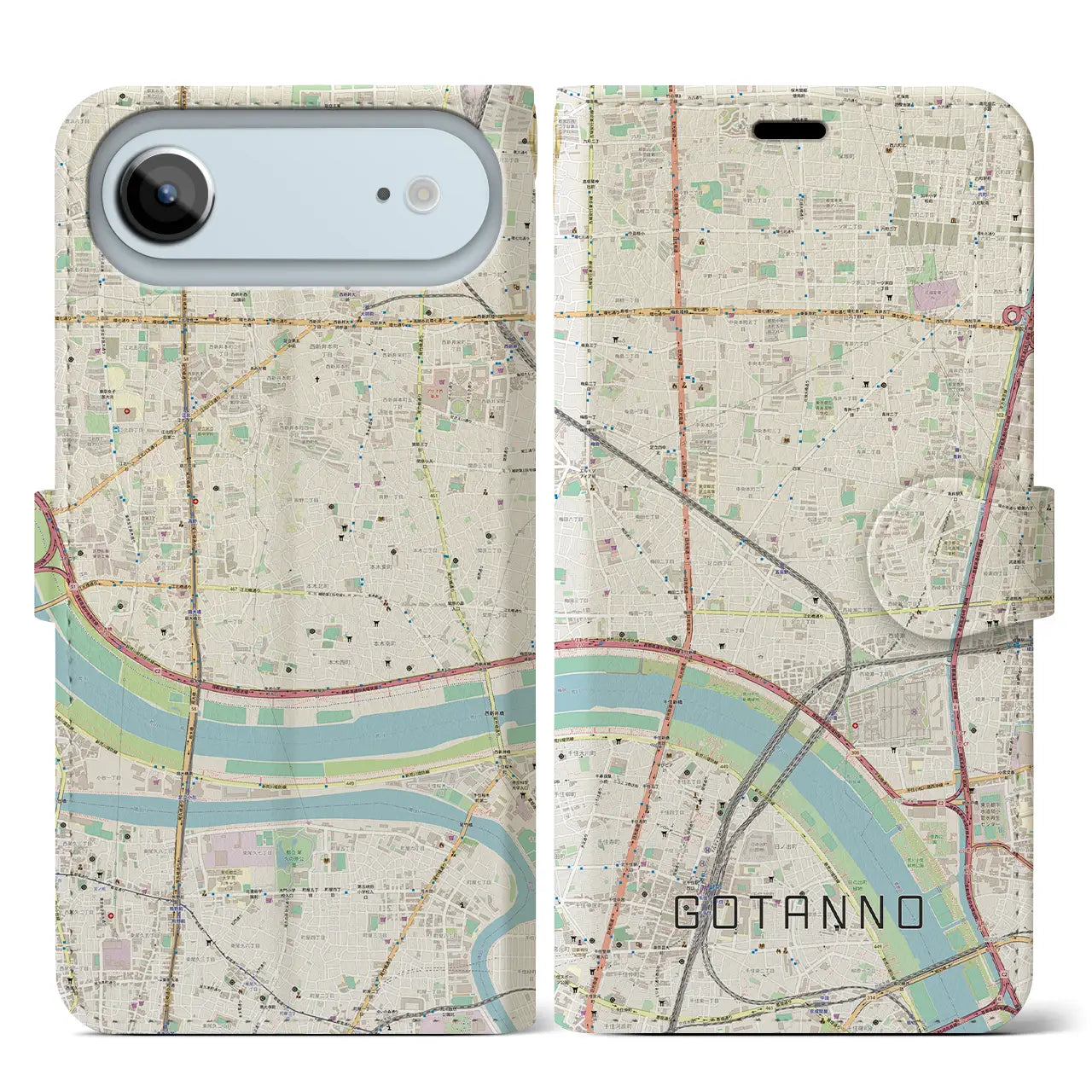 【五反野(東京都)】地図柄iPhoneケース(手帳タイプ)モノトーン・iPhone 17 Pro Max 用