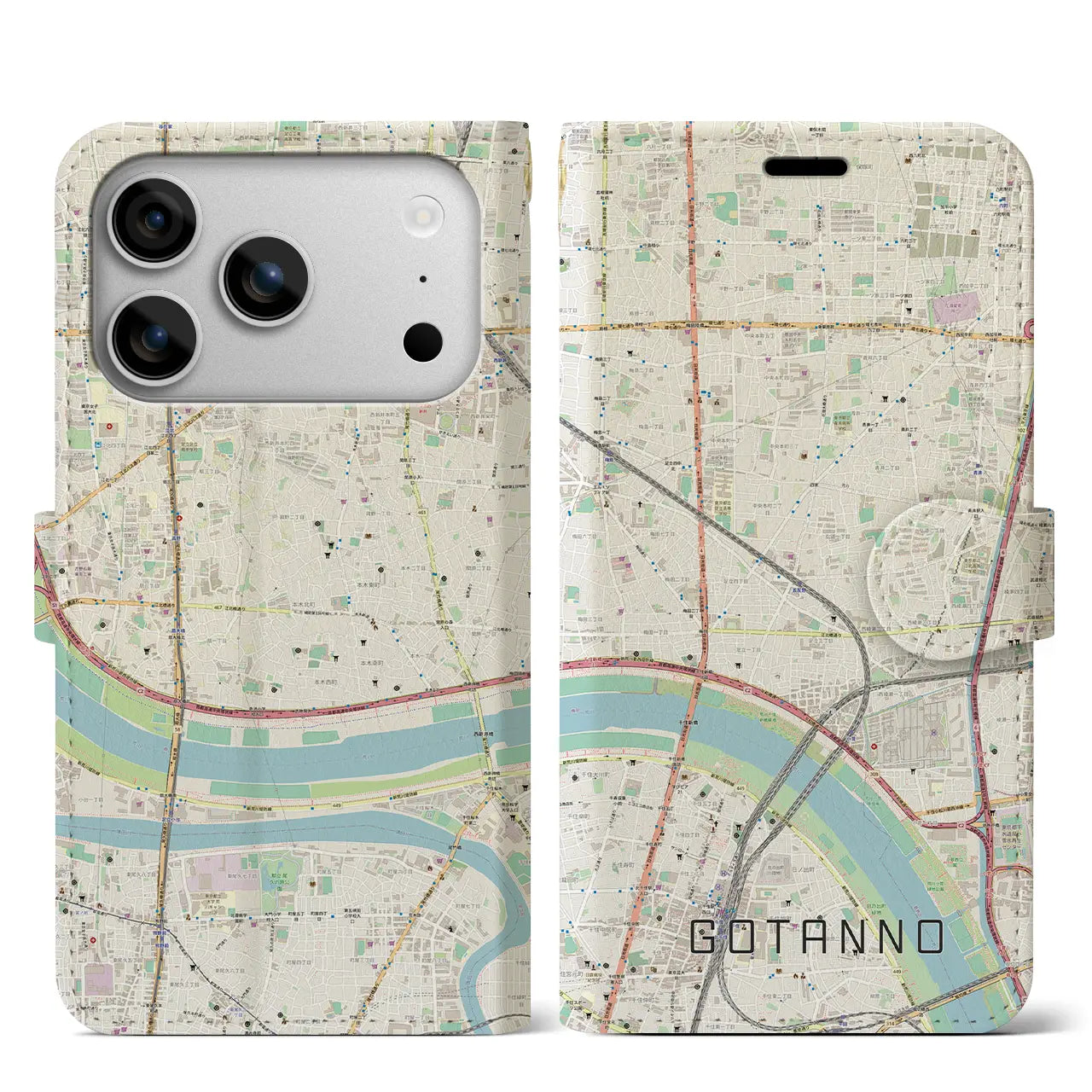 【五反野(東京都)】地図柄iPhoneケース(手帳タイプ)