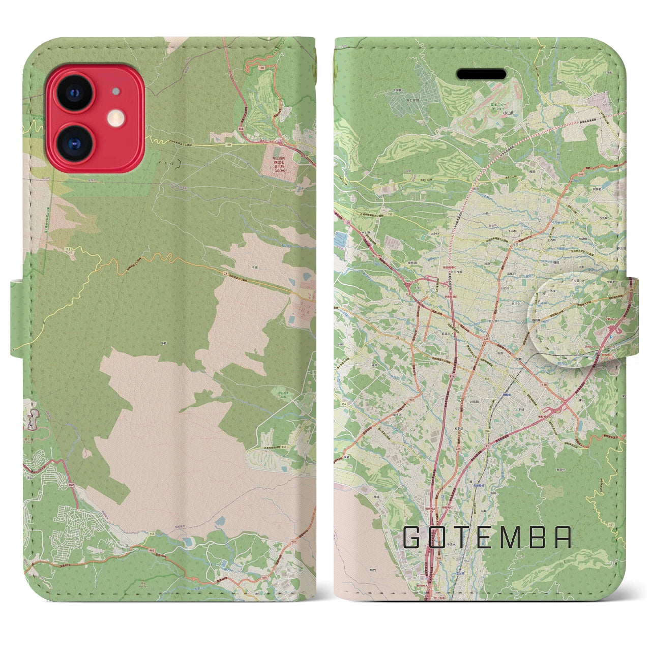 【御殿場(静岡県)】地図柄iPhoneケース(手帳タイプ)ナチュラル・iPhone 11 用