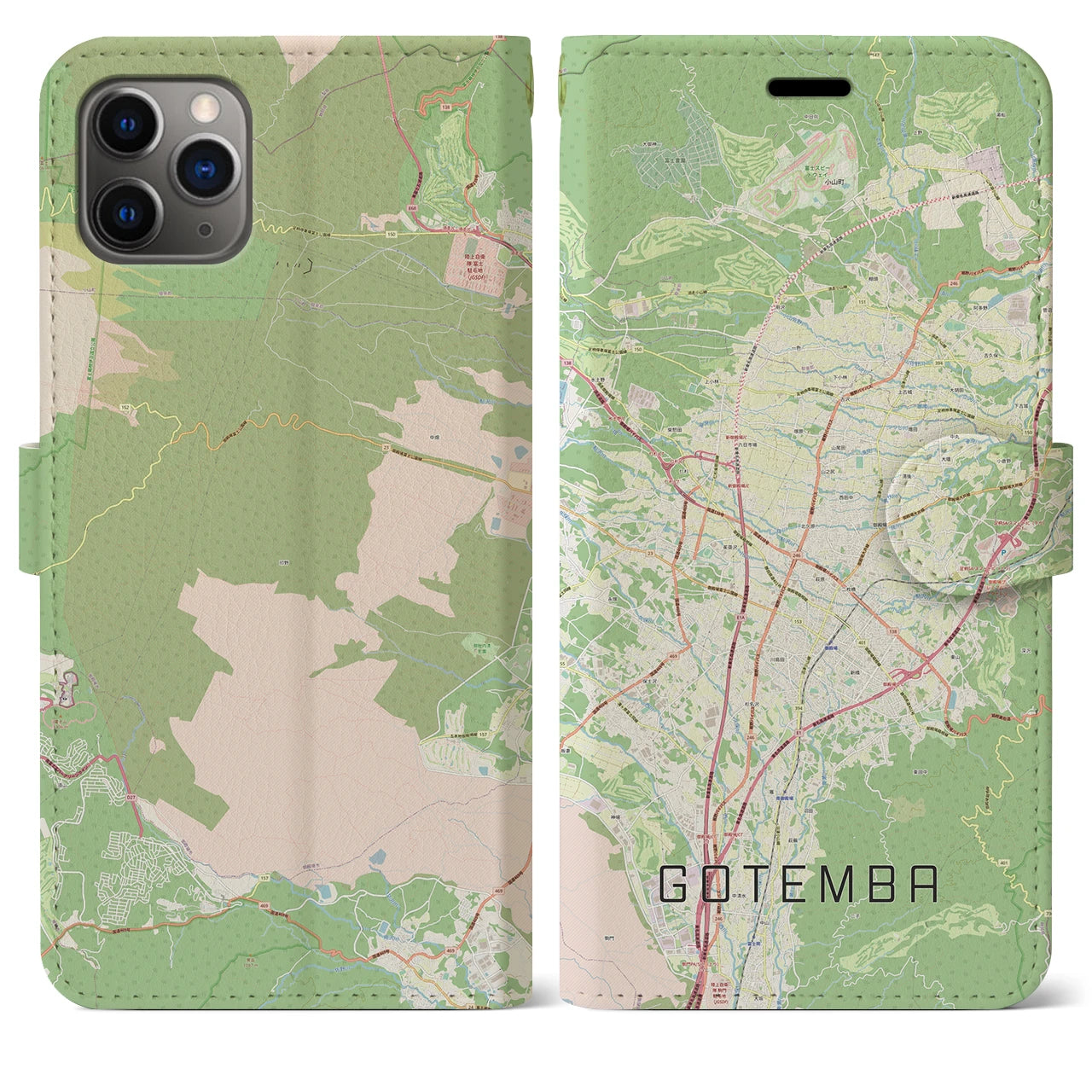 【御殿場(静岡県)】地図柄iPhoneケース(手帳タイプ)ナチュラル・iPhone 11 Pro Max 用