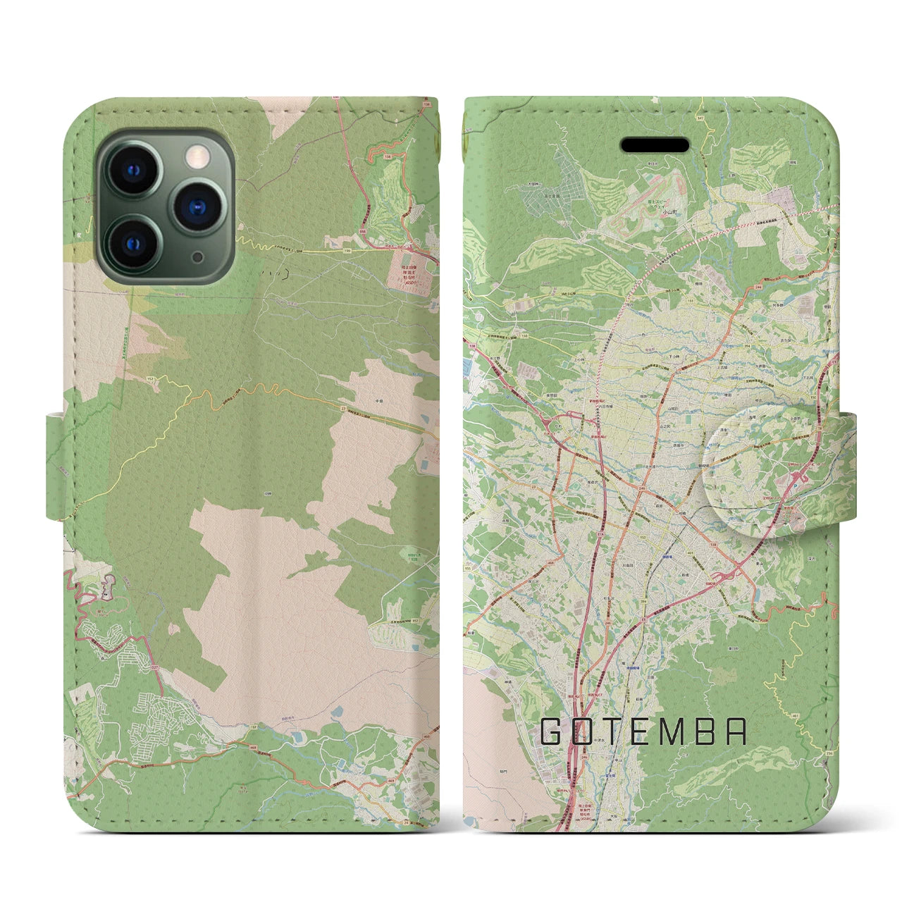 【御殿場(静岡県)】地図柄iPhoneケース(手帳タイプ)ナチュラル・iPhone 11 Pro 用