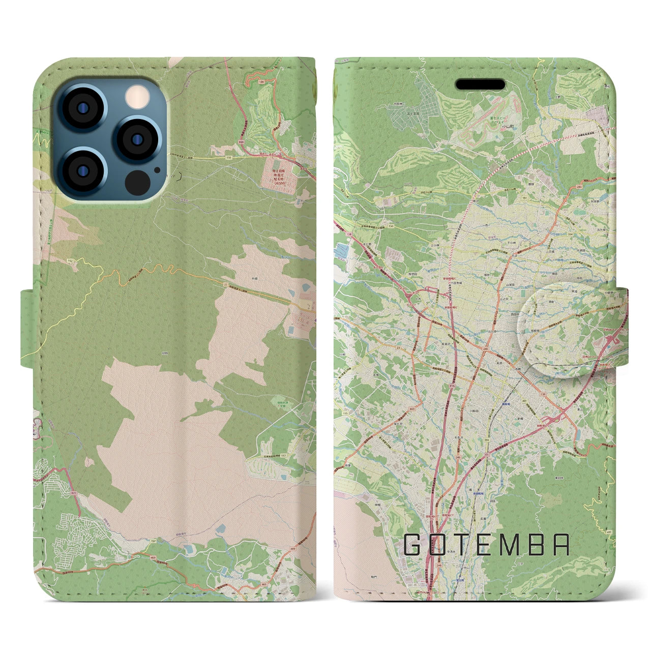 【御殿場(静岡県)】地図柄iPhoneケース(手帳タイプ)ナチュラル・iPhone 12 / 12 Pro 用
