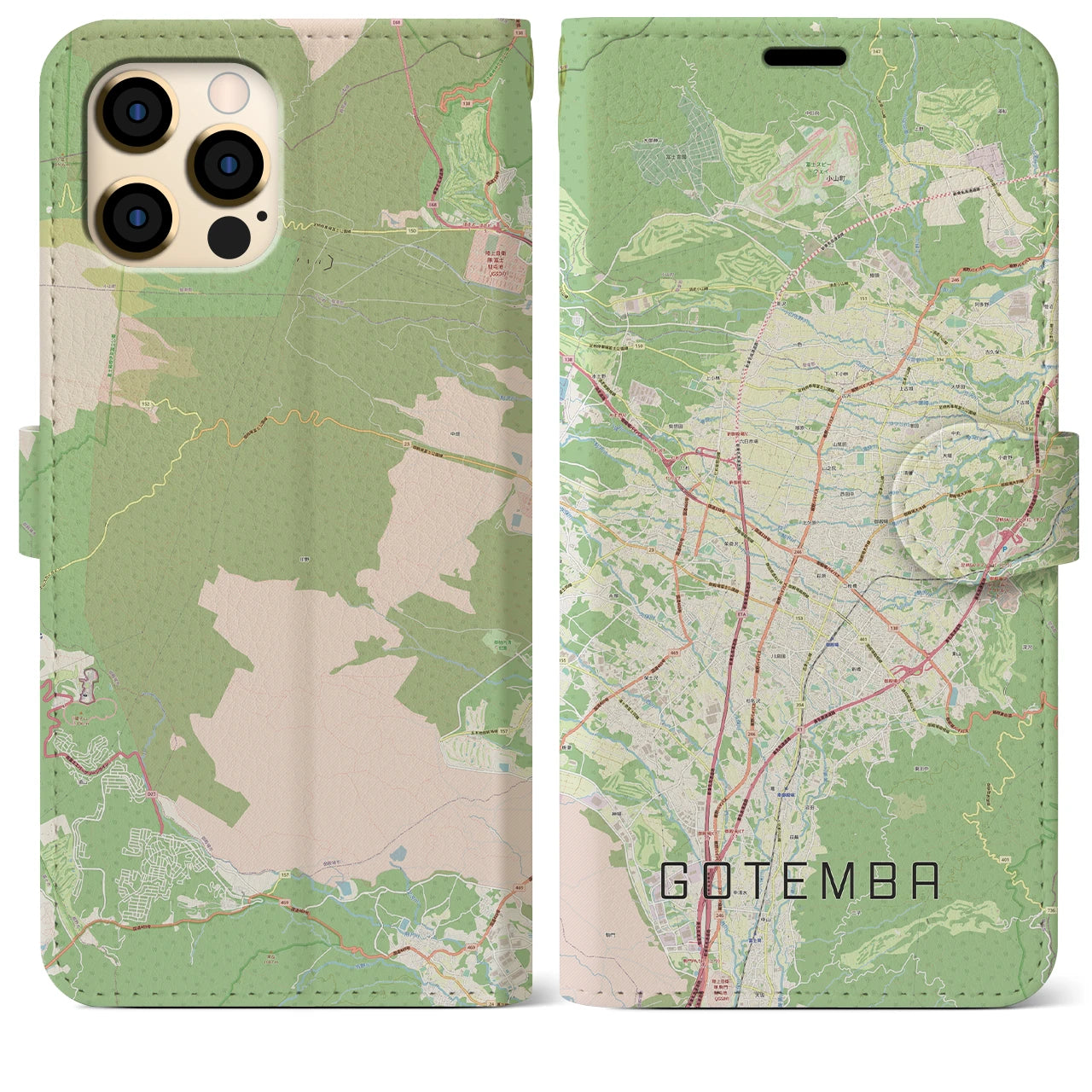 【御殿場(静岡県)】地図柄iPhoneケース(手帳タイプ)ナチュラル・iPhone 12 Pro Max 用