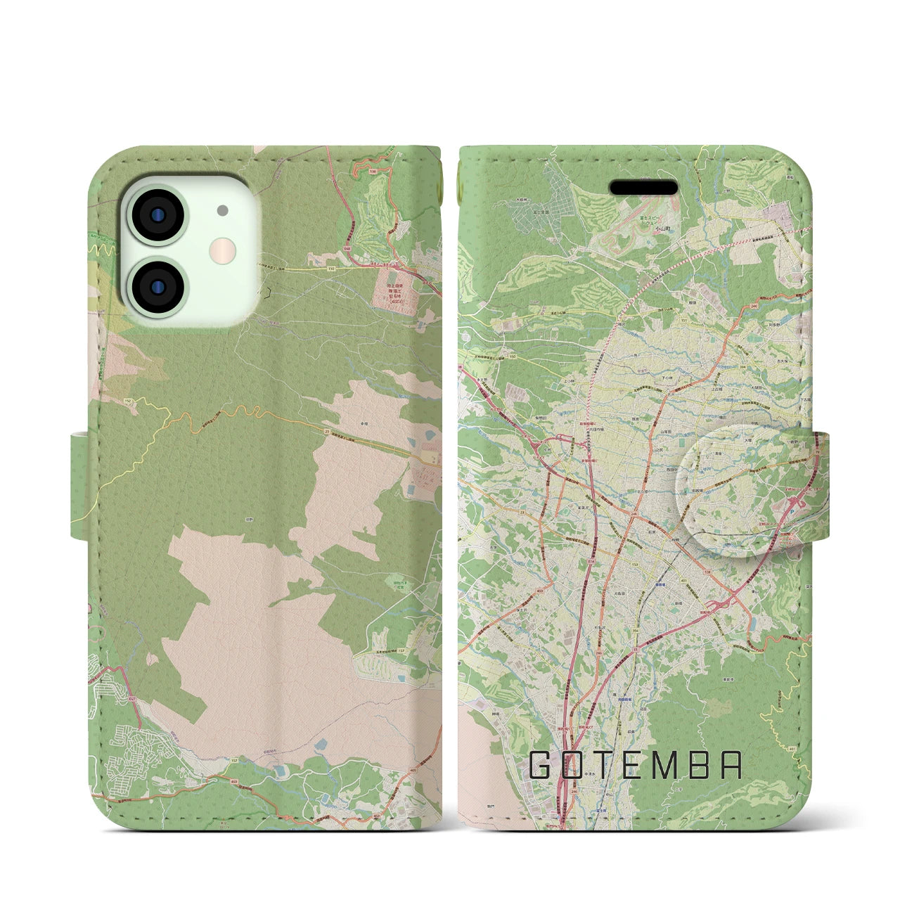 【御殿場(静岡県)】地図柄iPhoneケース(手帳タイプ)ナチュラル・iPhone 12 mini 用