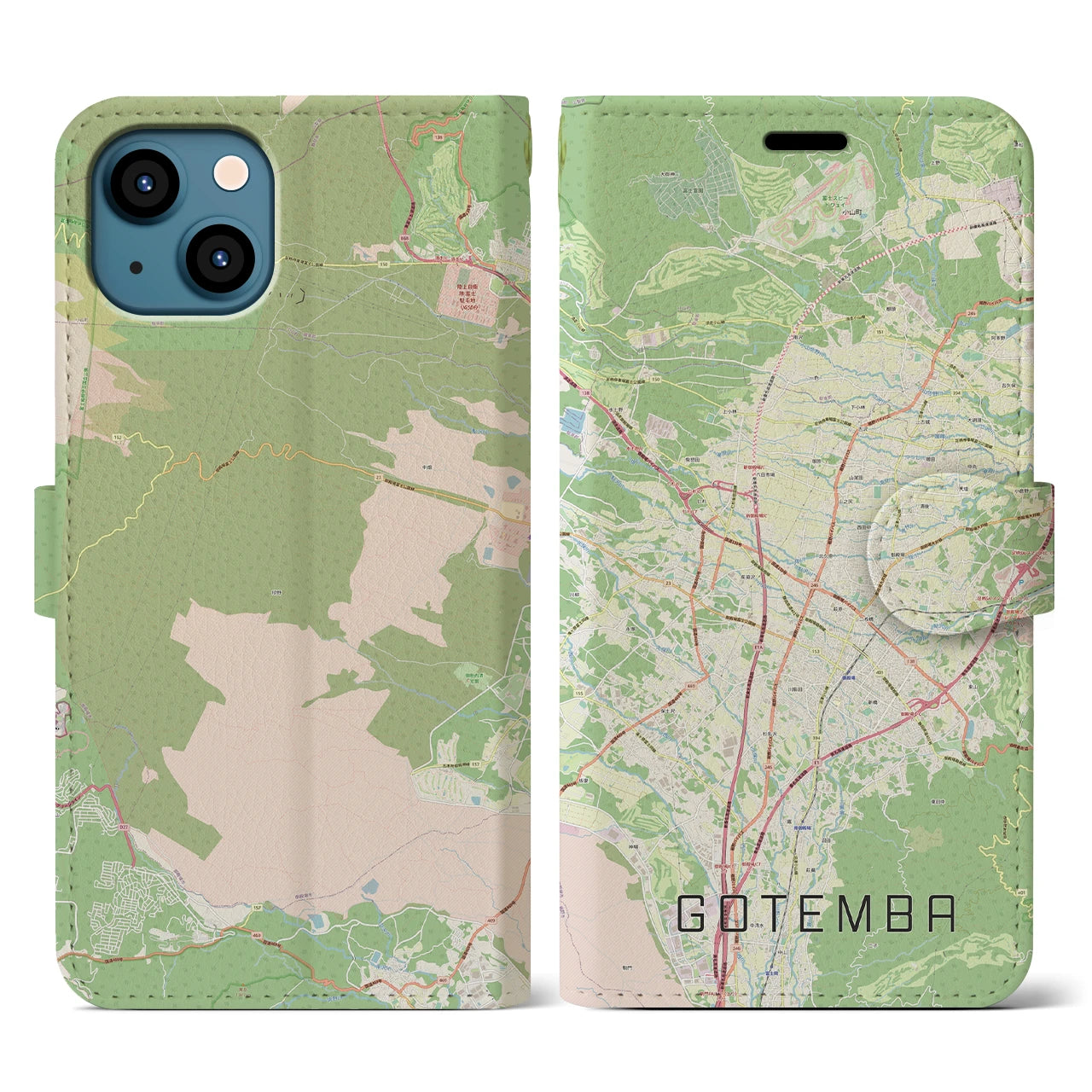 【御殿場(静岡県)】地図柄iPhoneケース(手帳タイプ)ナチュラル・iPhone 13 用
