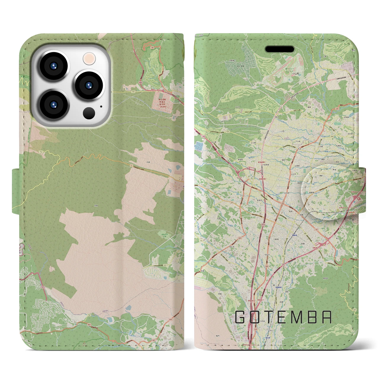 【御殿場(静岡県)】地図柄iPhoneケース(手帳タイプ)ナチュラル・iPhone 13 Pro 用