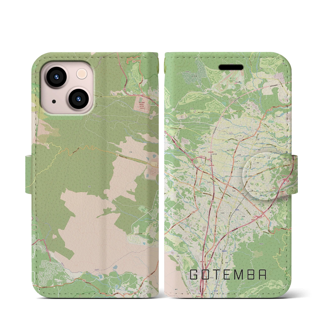 【御殿場(静岡県)】地図柄iPhoneケース(手帳タイプ)ナチュラル・iPhone 13 mini 用