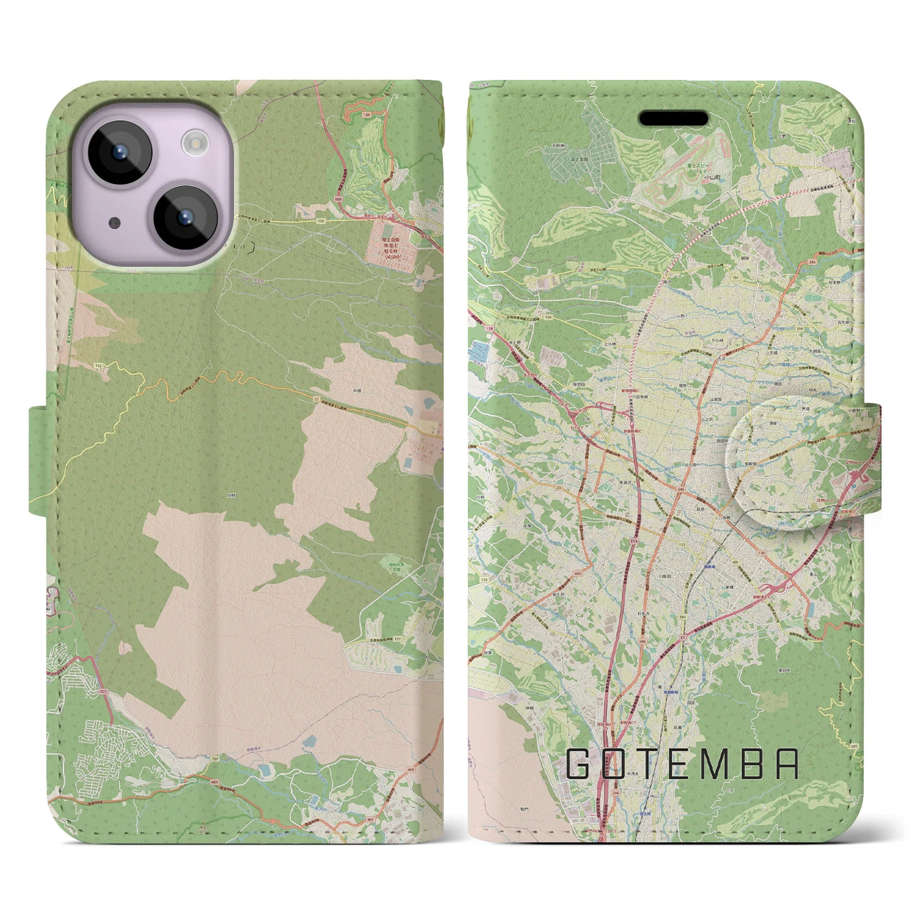 【御殿場(静岡県)】地図柄iPhoneケース(手帳タイプ)ナチュラル・iPhone 14 用