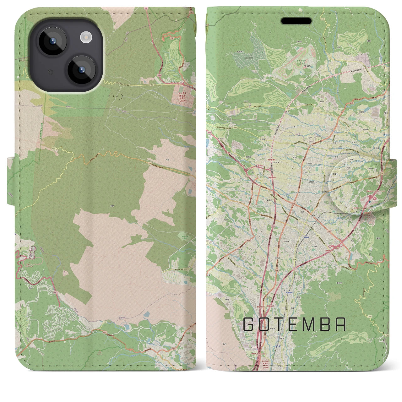 【御殿場(静岡県)】地図柄iPhoneケース(手帳タイプ)ナチュラル・iPhone 14 Plus 用