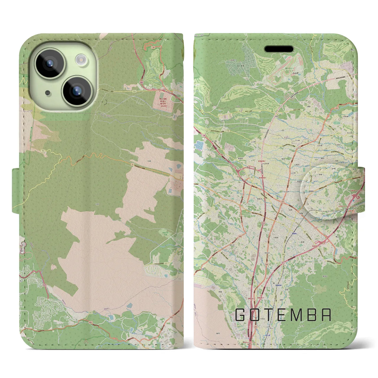 【御殿場(静岡県)】地図柄iPhoneケース(手帳タイプ)ナチュラル・iPhone 15 用