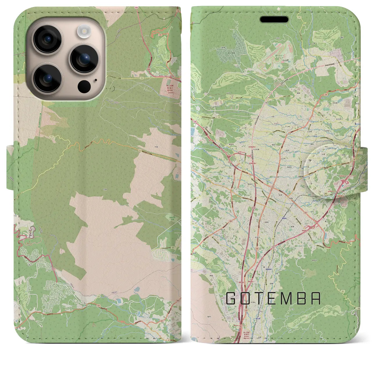【御殿場(静岡県)】地図柄iPhoneケース(手帳タイプ)ナチュラル・iPhone 16 Plus 用