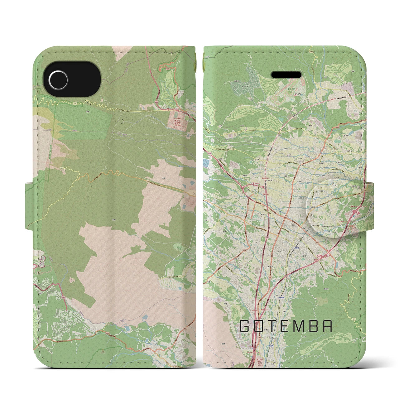 【御殿場(静岡県)】地図柄iPhoneケース(手帳タイプ)ナチュラル・iPhone SE(第3 / 第2世代) / 8 / 7 / 6s / 6 用