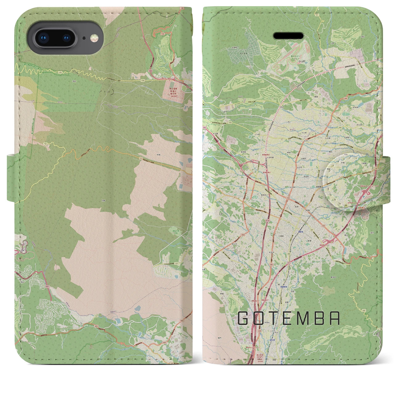 【御殿場(静岡県)】地図柄iPhoneケース(手帳タイプ)ナチュラル・iPhone 8Plus /7Plus / 6sPlus / 6Plus 用