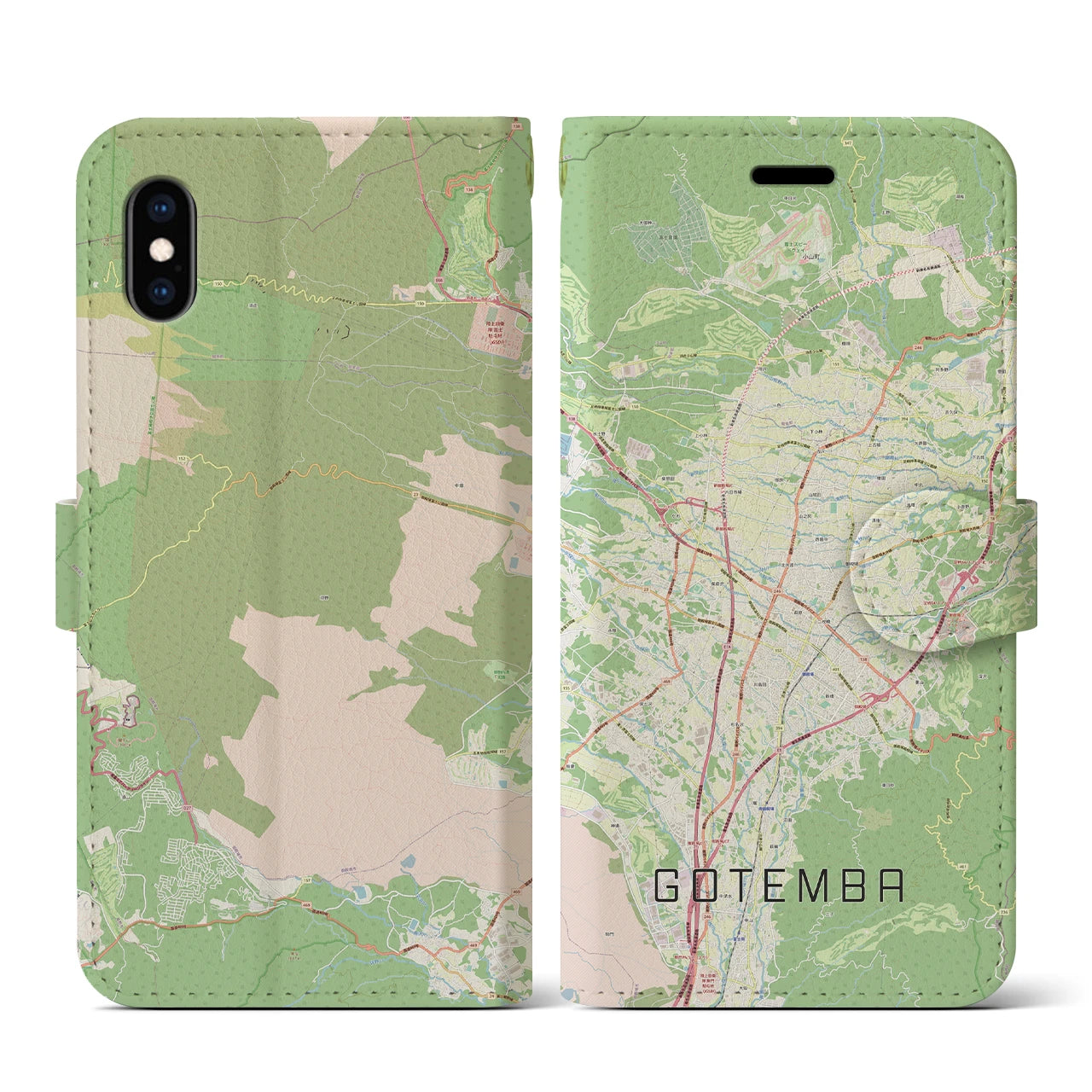 【御殿場(静岡県)】地図柄iPhoneケース(手帳タイプ)ナチュラル・iPhone XS / X 用