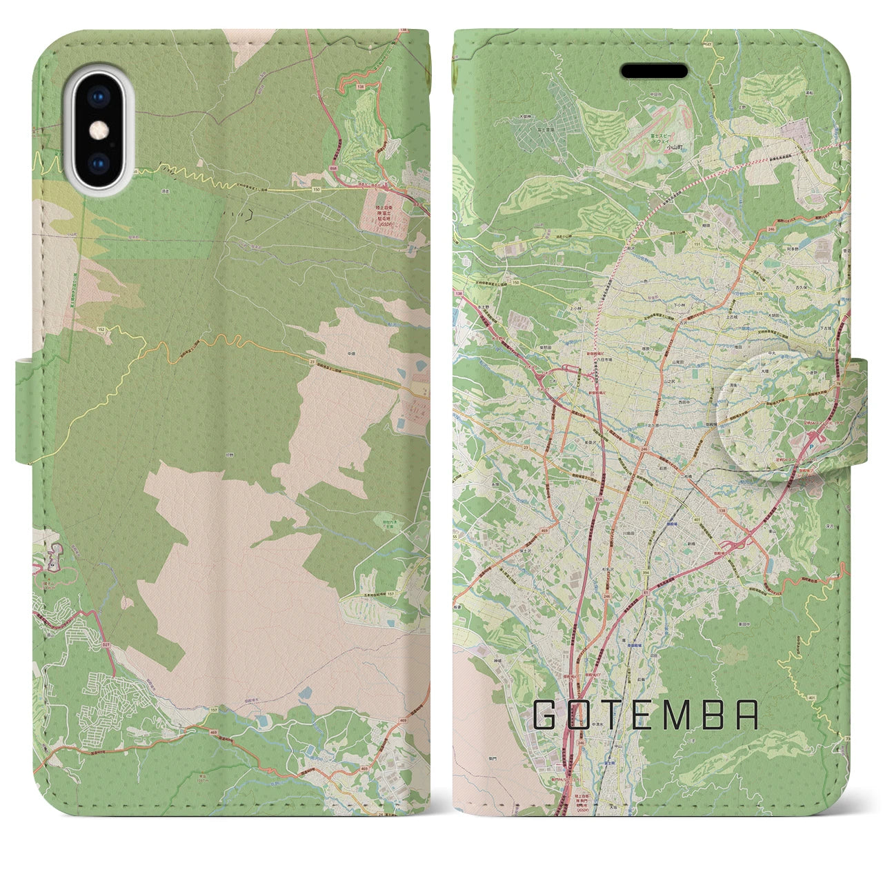 【御殿場(静岡県)】地図柄iPhoneケース(手帳タイプ)ナチュラル・iPhone XS Max 用
