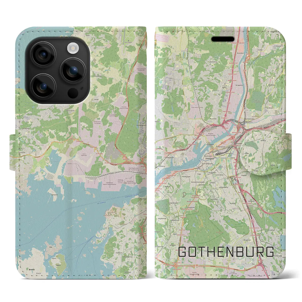 【ヨーテボリ(スウェーデン)】地図柄iPhoneケース(手帳タイプ)ナチュラル・iPhone 16 用