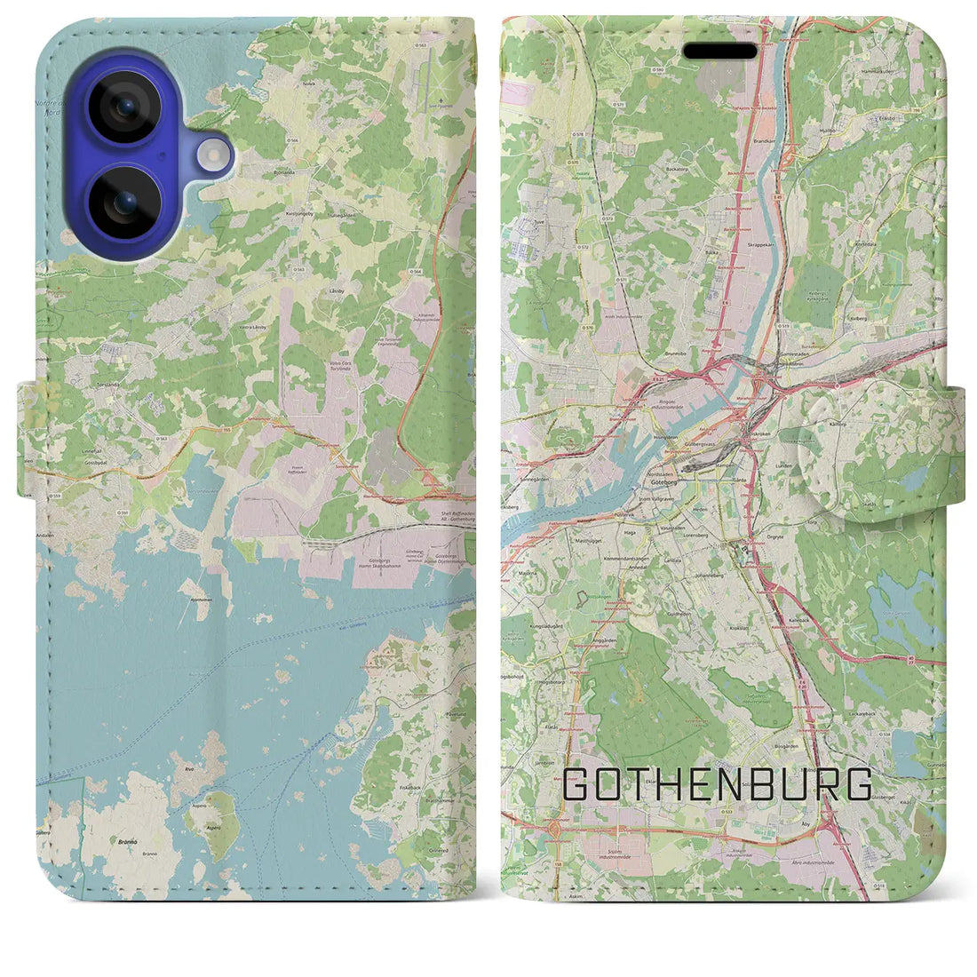 【ヨーテボリ(スウェーデン)】地図柄iPhoneケース(手帳タイプ)ナチュラル・iPhone 16 Pro Max 用