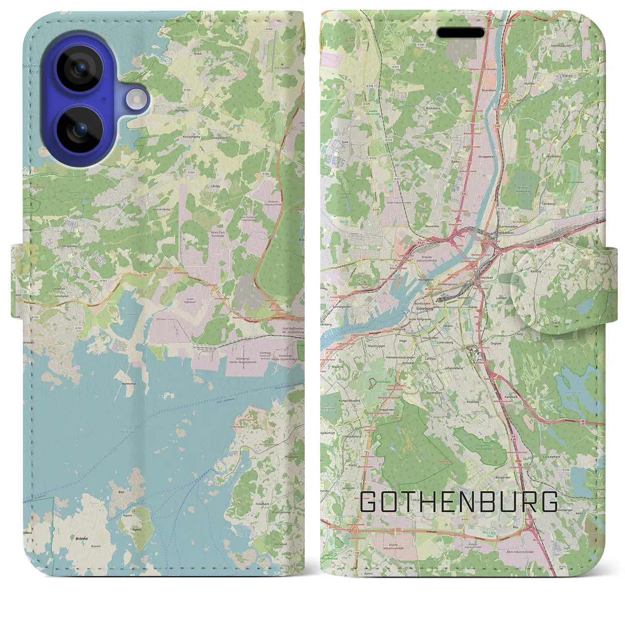 【ヨーテボリ(スウェーデン)】地図柄iPhoneケース(手帳タイプ)ナチュラル・iPhone 16 Pro Max 用