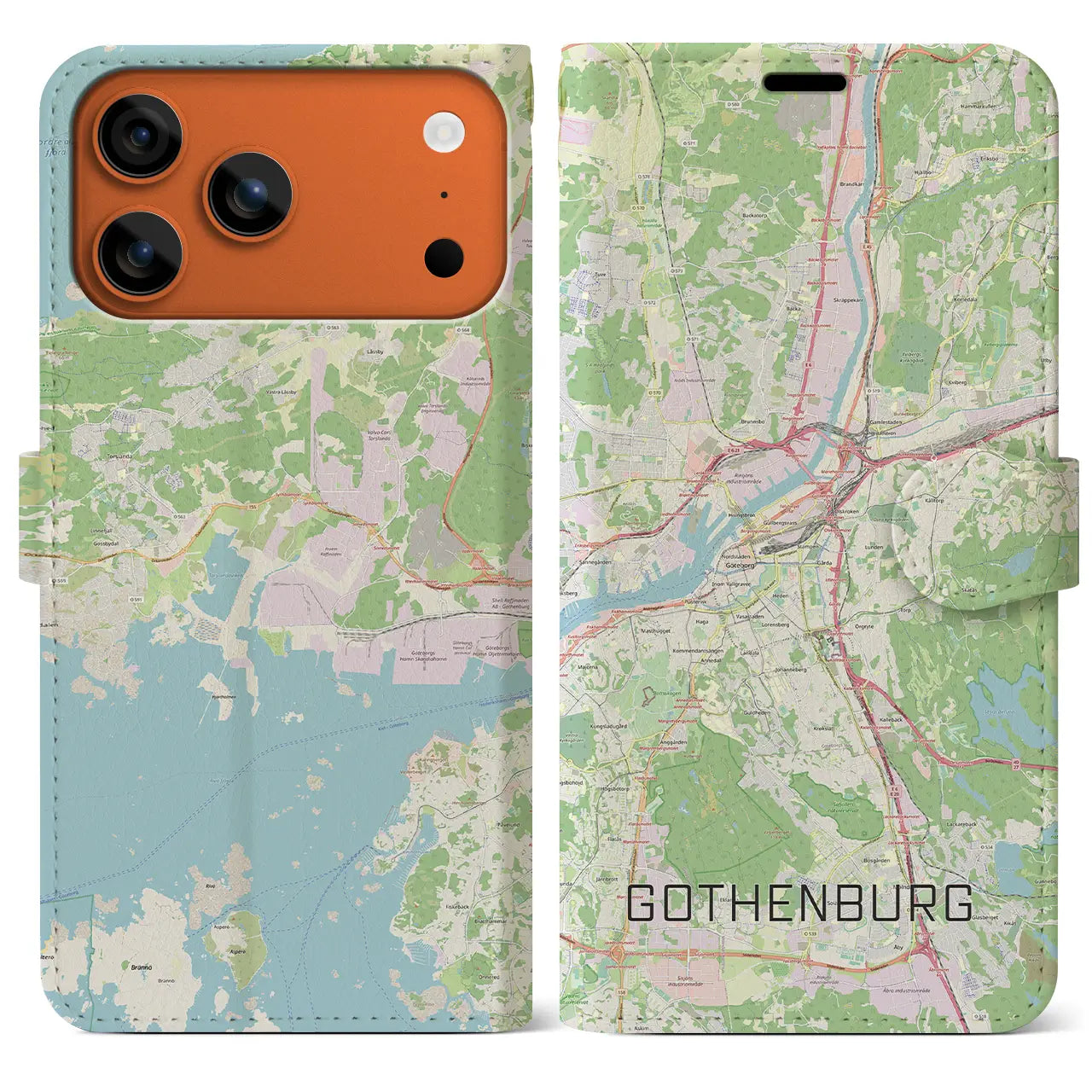 【ヨーテボリ(スウェーデン)】地図柄iPhoneケース(手帳タイプ)