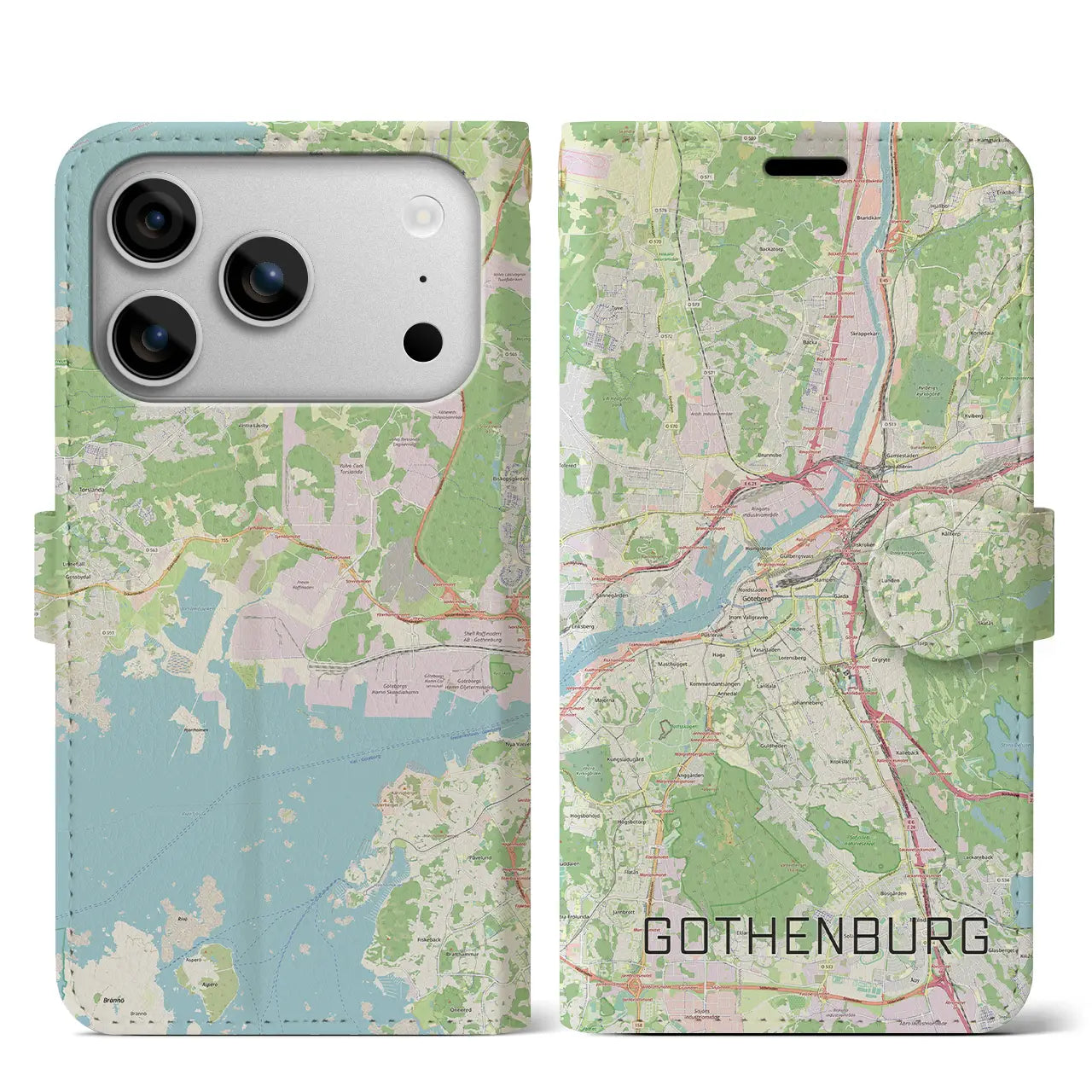 【ヨーテボリ(スウェーデン)】地図柄iPhoneケース(手帳タイプ)