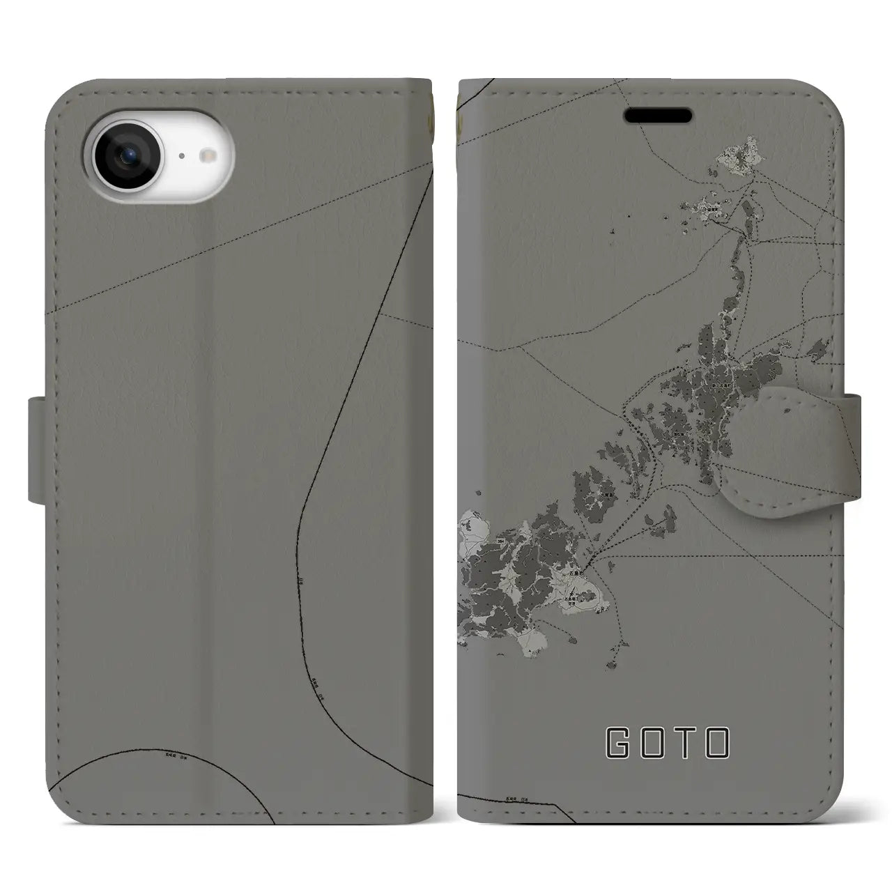 【五島(長崎県)】地図柄iPhoneケース(手帳タイプ)