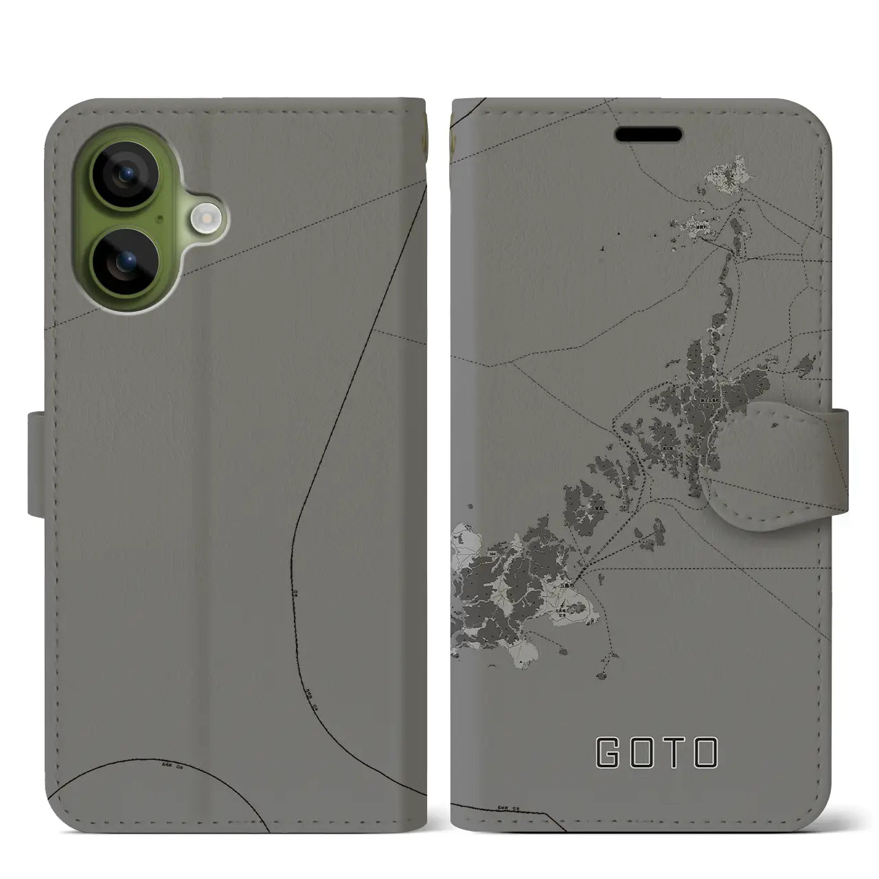 【五島(長崎県)】地図柄iPhoneケース(手帳タイプ)