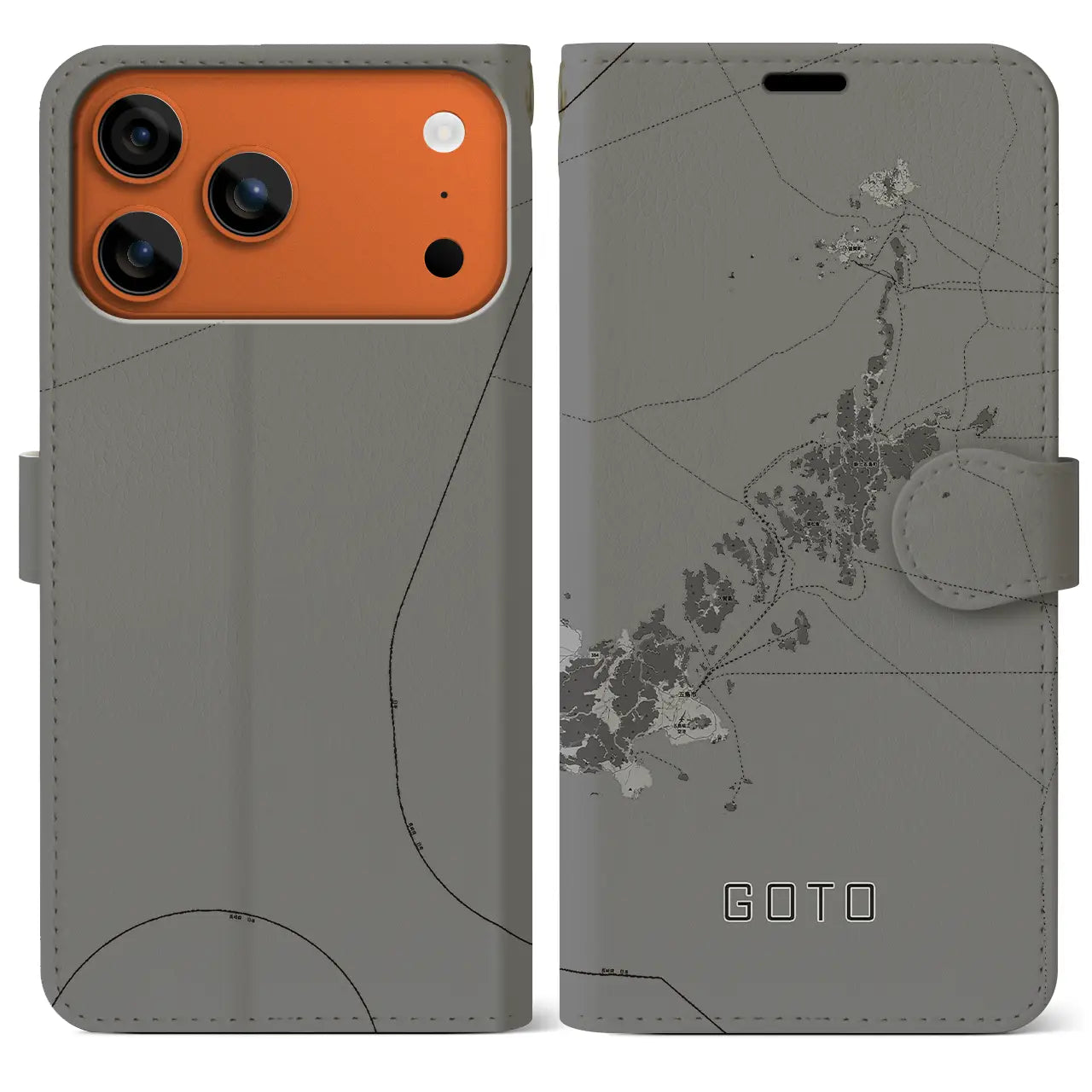 【五島(長崎県)】地図柄iPhoneケース(手帳タイプ)