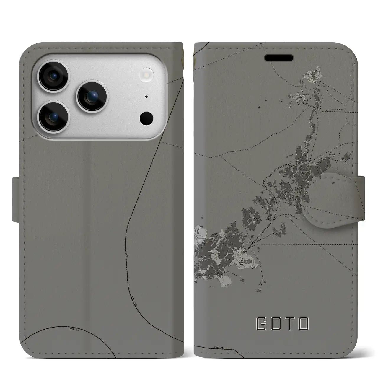 【五島(長崎県)】地図柄iPhoneケース(手帳タイプ)