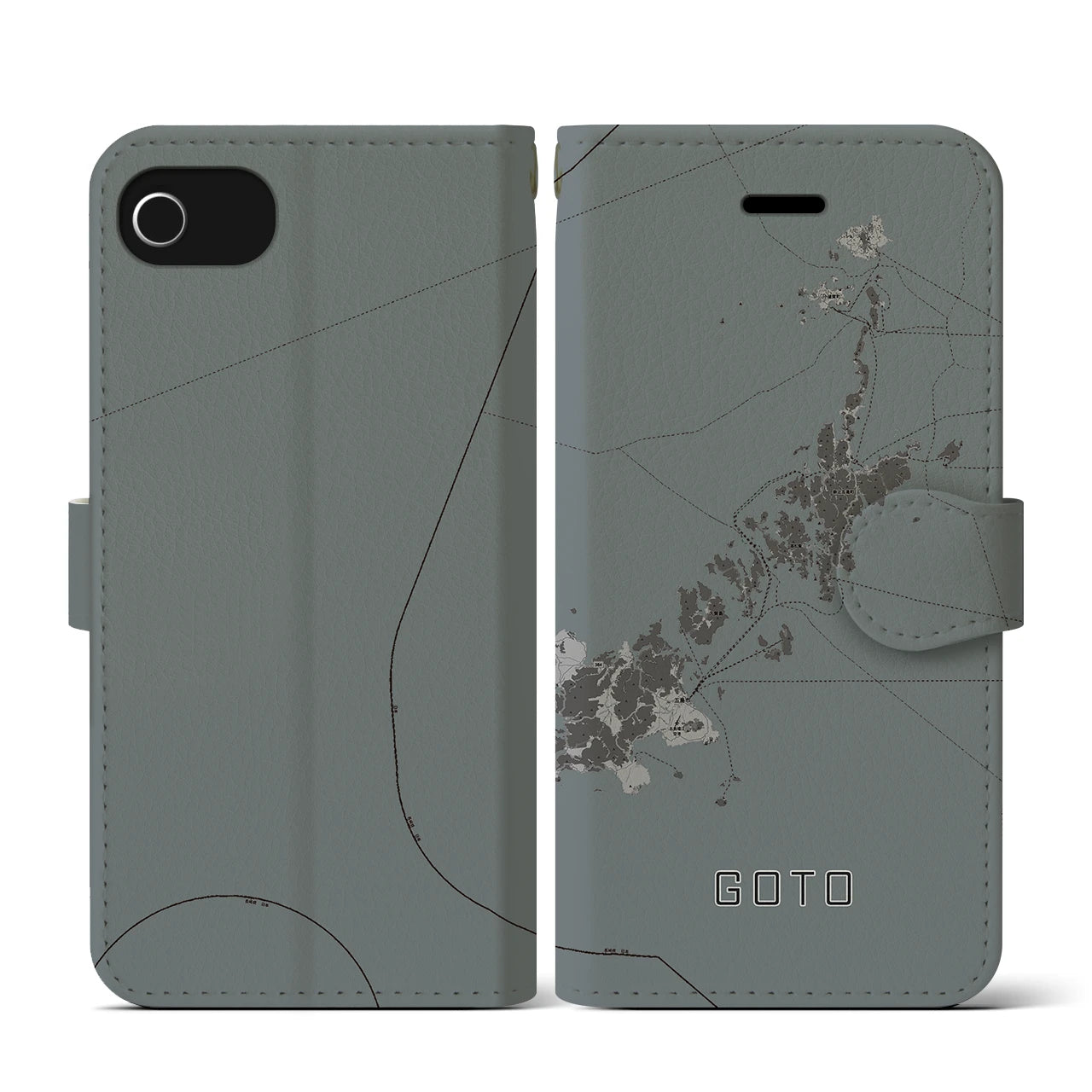 【五島(長崎県)】地図柄iPhoneケース(手帳タイプ)