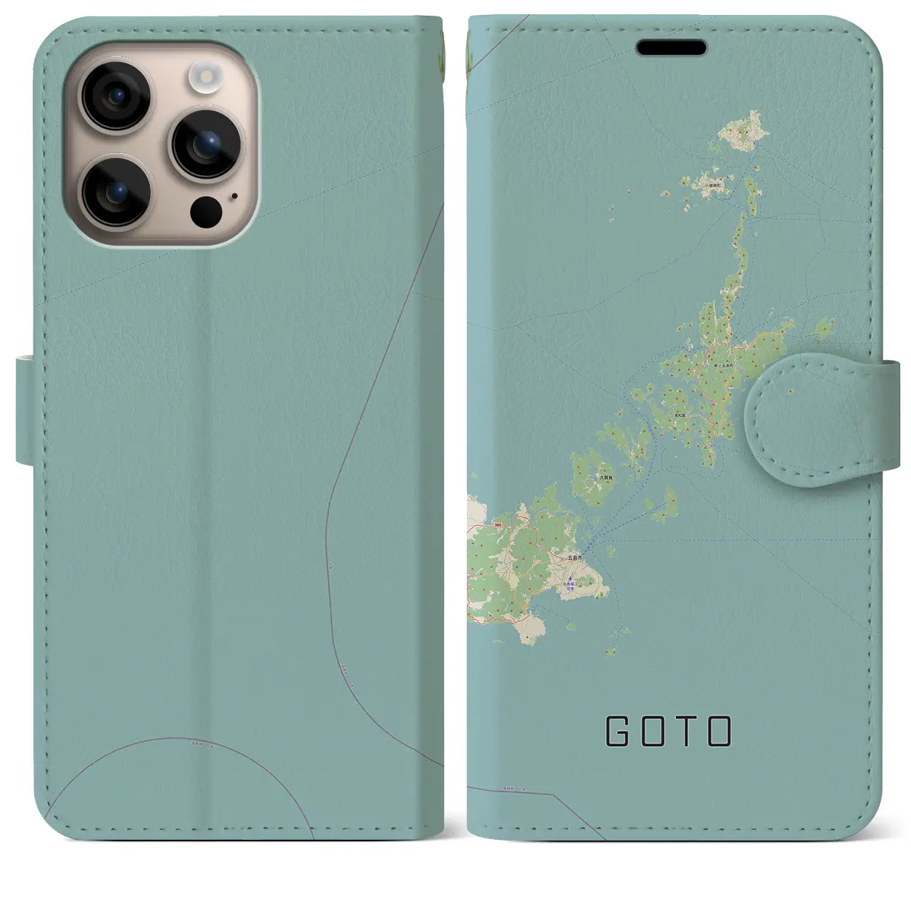 【五島(長崎県)】地図柄iPhoneケース(手帳タイプ)ナチュラル・iPhone 16 Plus 用