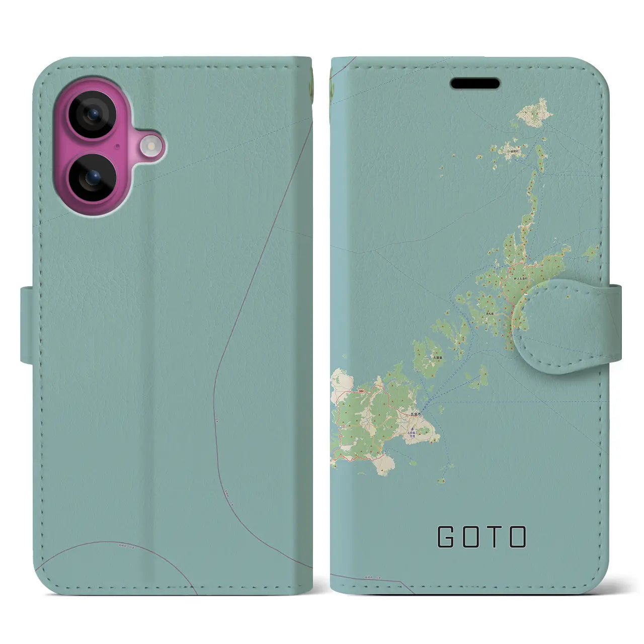 【五島(長崎県)】地図柄iPhoneケース(手帳タイプ)ナチュラル・iPhone 16 Pro 用