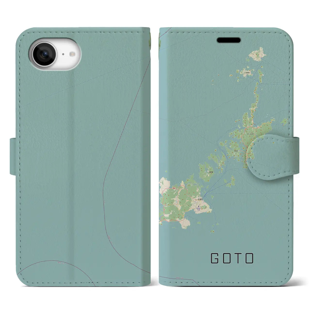 【五島(長崎県)】地図柄iPhoneケース(手帳タイプ)