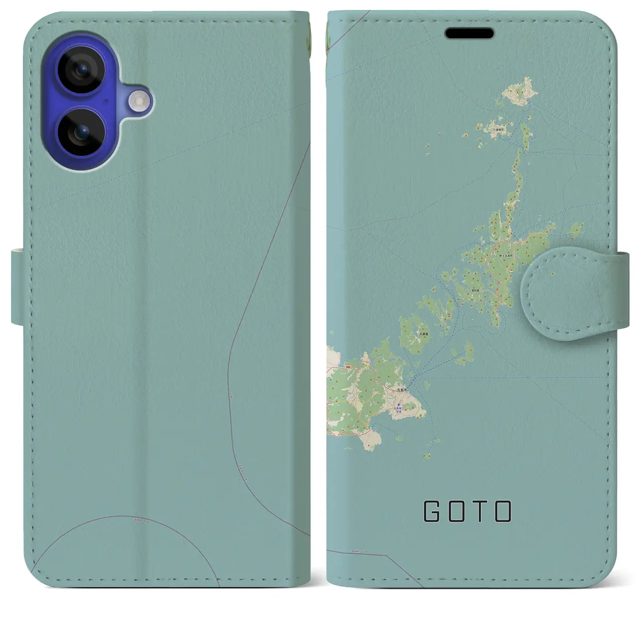 【五島(長崎県)】地図柄iPhoneケース(手帳タイプ)ナチュラル・iPhone 16 Pro Max 用