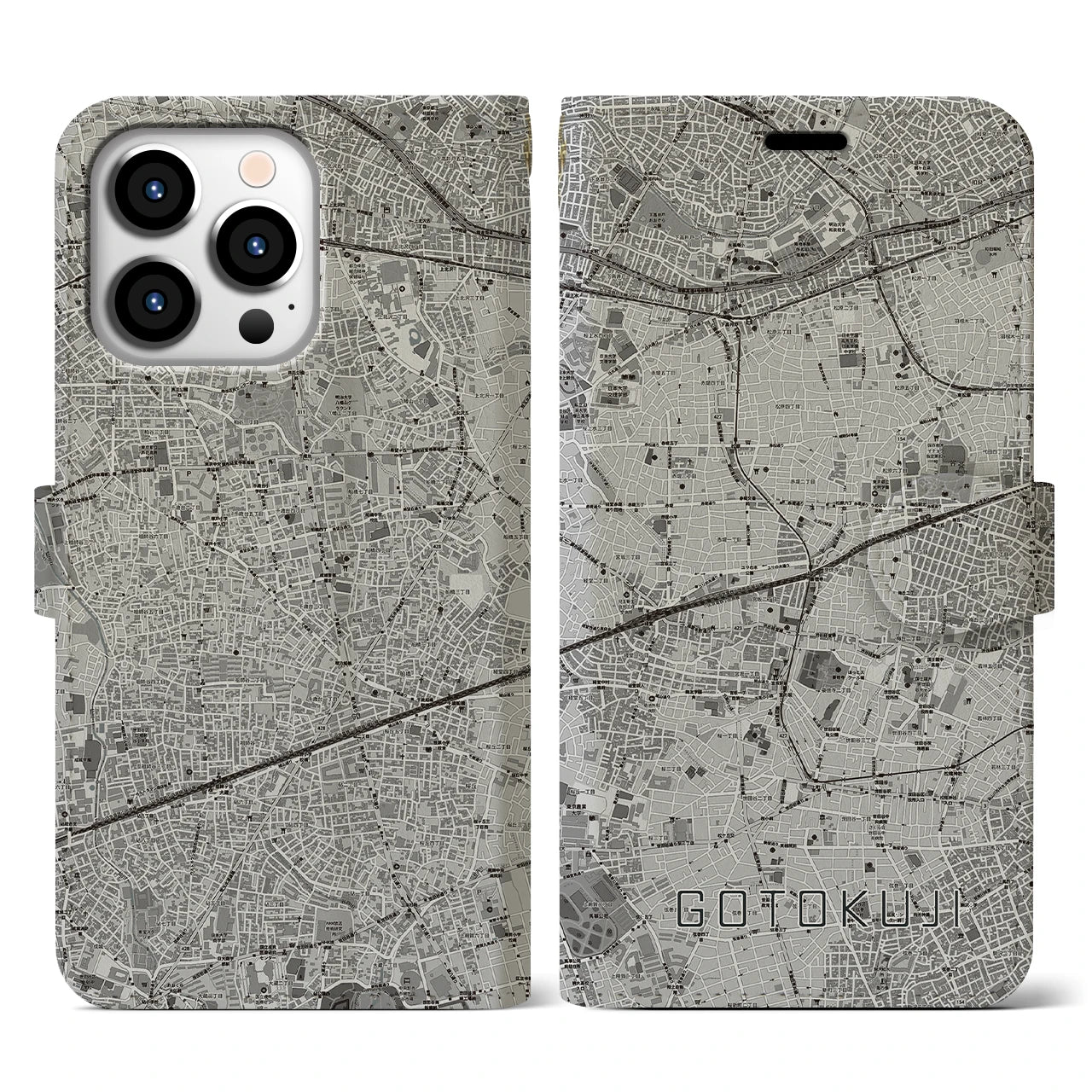 【豪徳寺(東京都)】地図柄iPhoneケース(手帳タイプ)