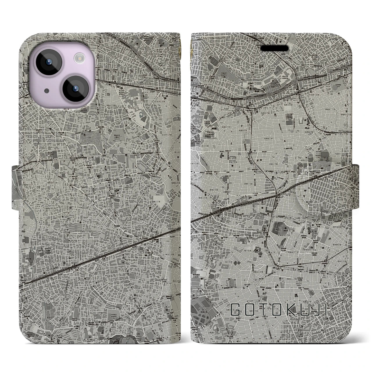 【豪徳寺(東京都)】地図柄iPhoneケース(手帳タイプ)