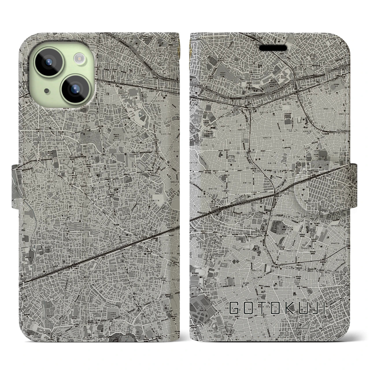 【豪徳寺(東京都)】地図柄iPhoneケース(手帳タイプ)