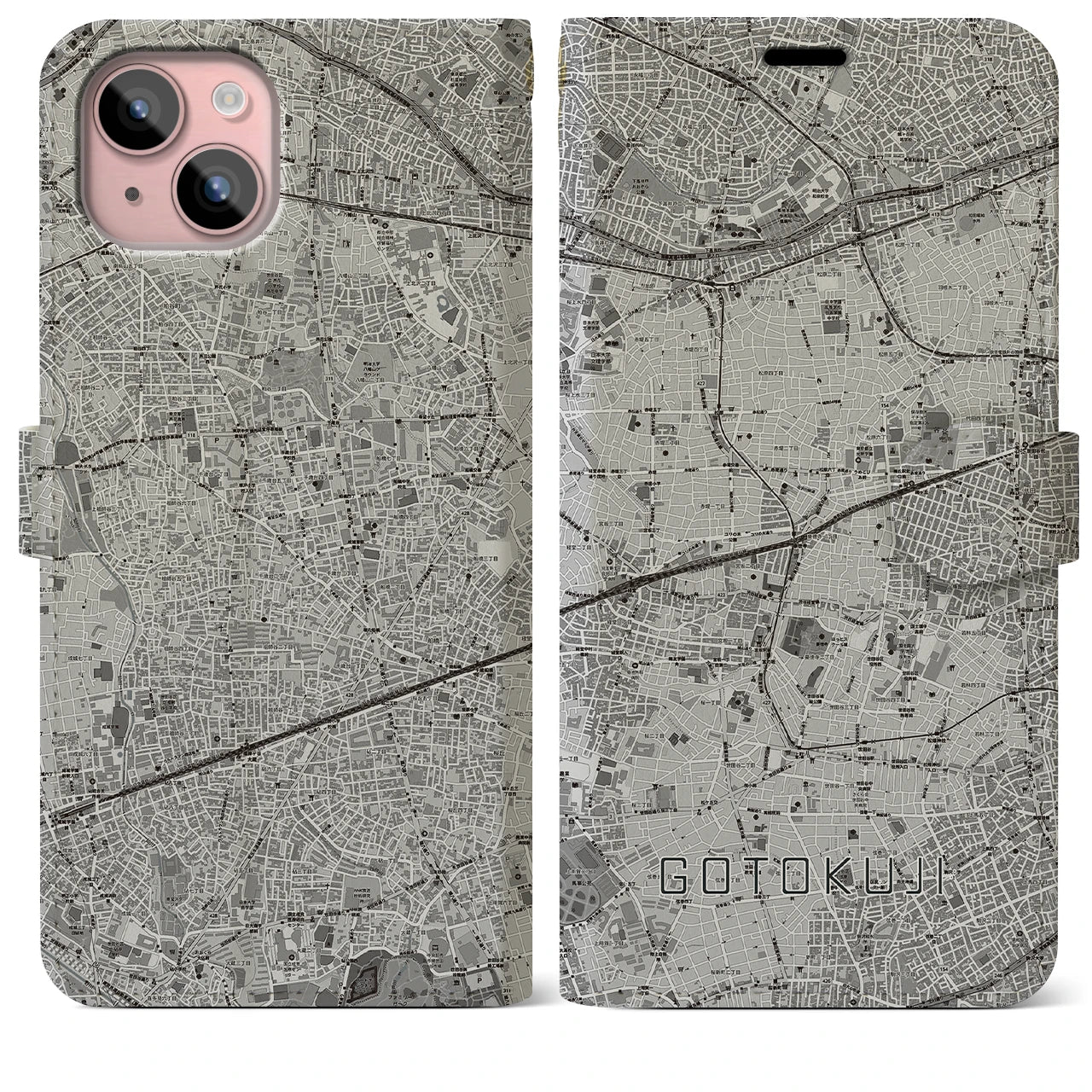 【豪徳寺(東京都)】地図柄iPhoneケース(手帳タイプ)