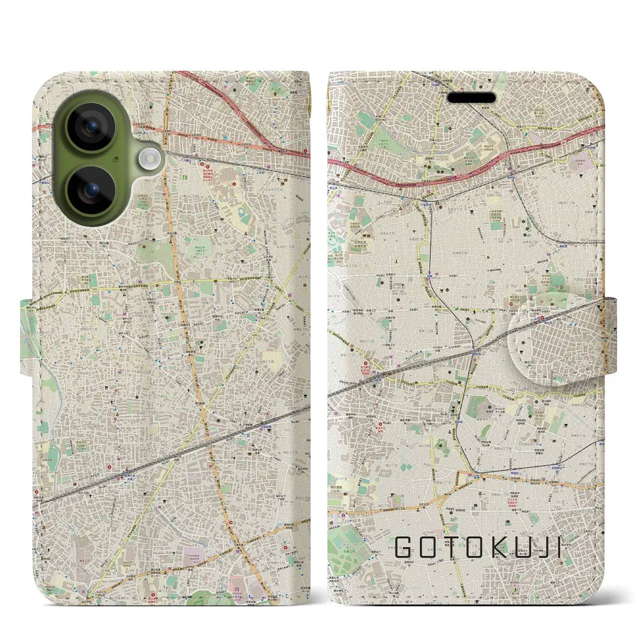 【豪徳寺(東京都)】地図柄iPhoneケース(手帳タイプ)