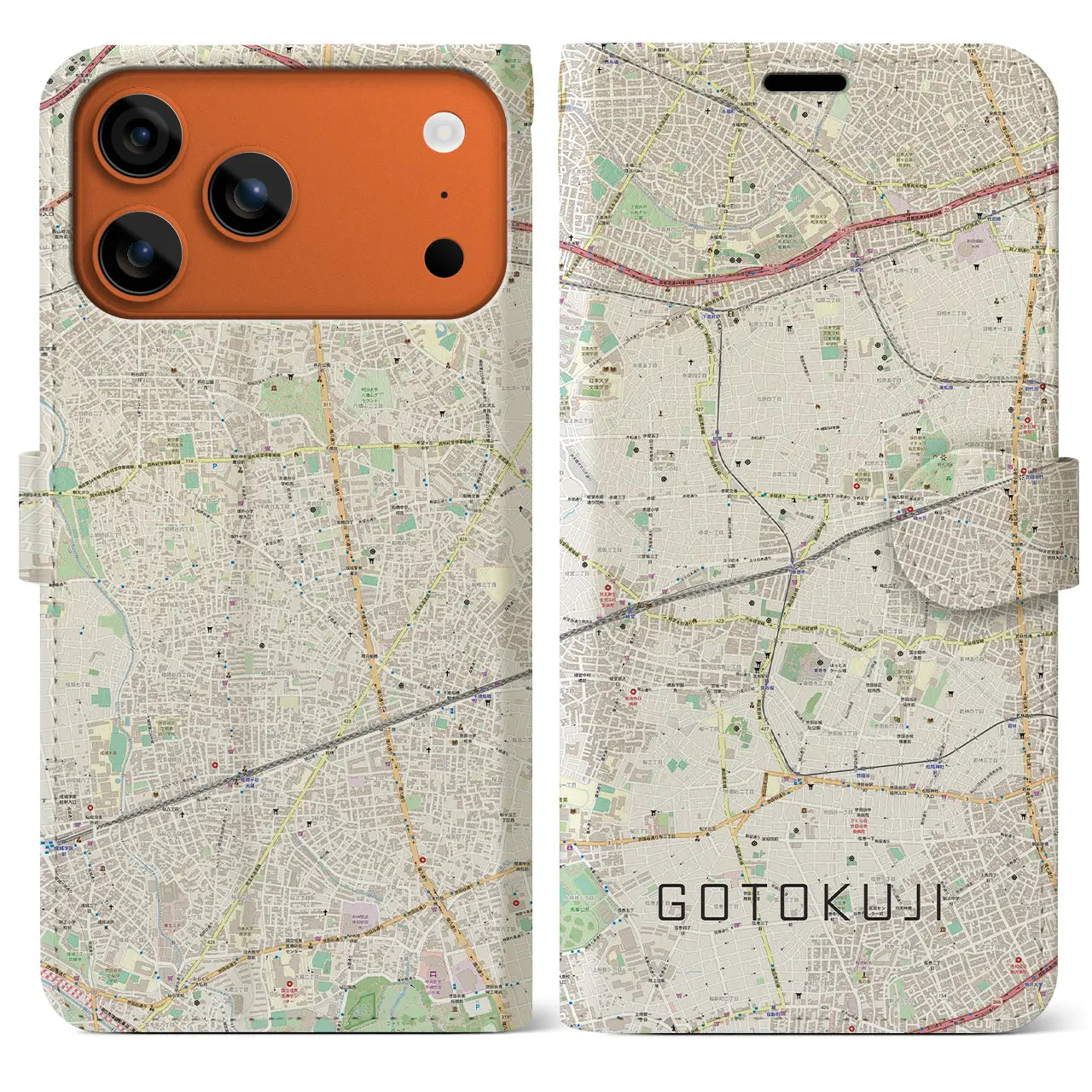 【豪徳寺(東京都)】地図柄iPhoneケース(手帳タイプ)