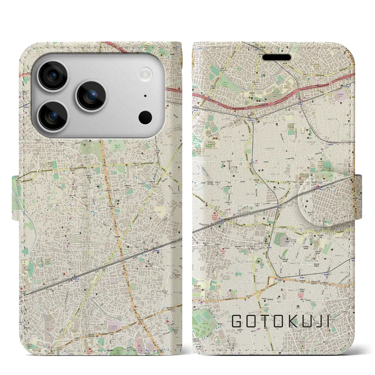 【豪徳寺(東京都)】地図柄iPhoneケース(手帳タイプ)