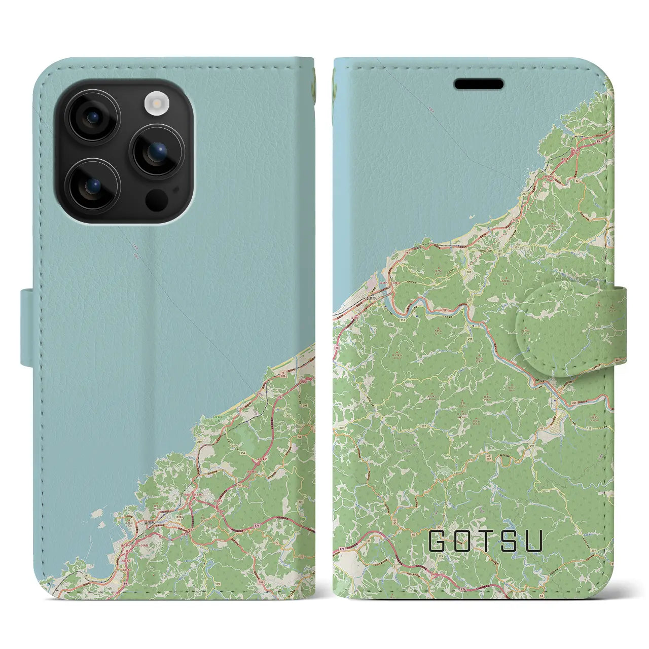 【江津(島根県)】地図柄iPhoneケース(手帳タイプ)ナチュラル・iPhone 16 用