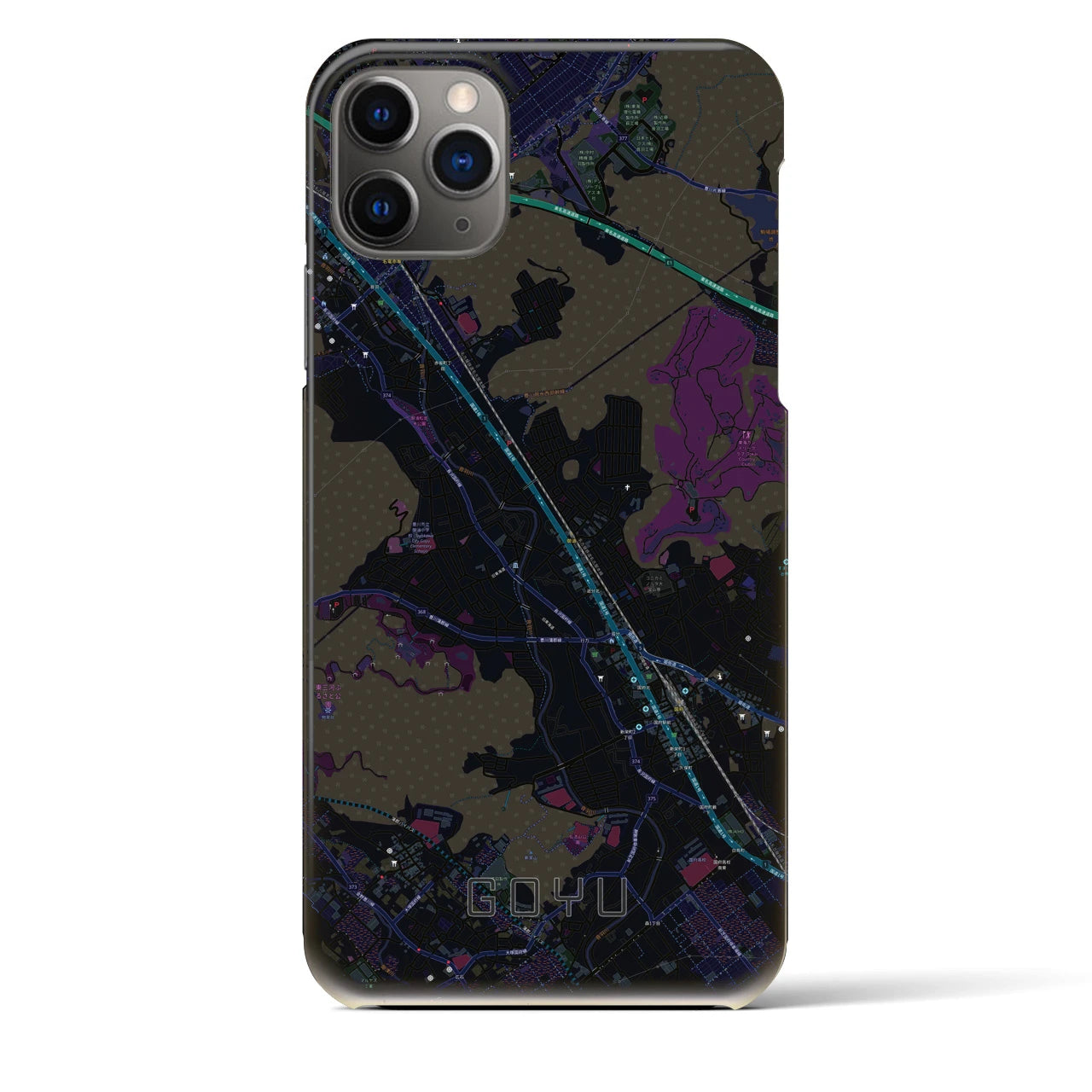 【御油(愛知県)】地図柄iPhoneケース(バックカバータイプ)