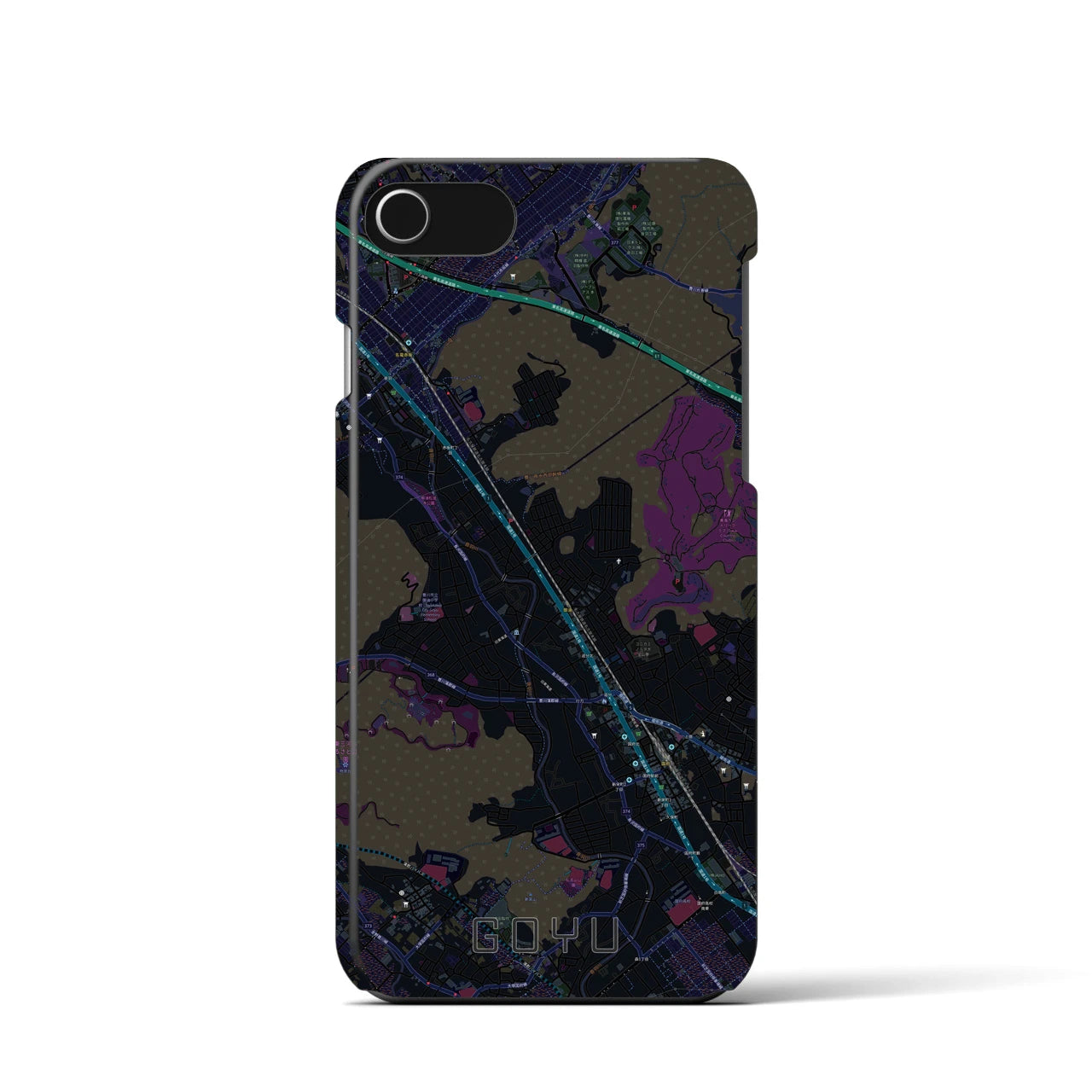 【御油(愛知県)】地図柄iPhoneケース(バックカバータイプ)