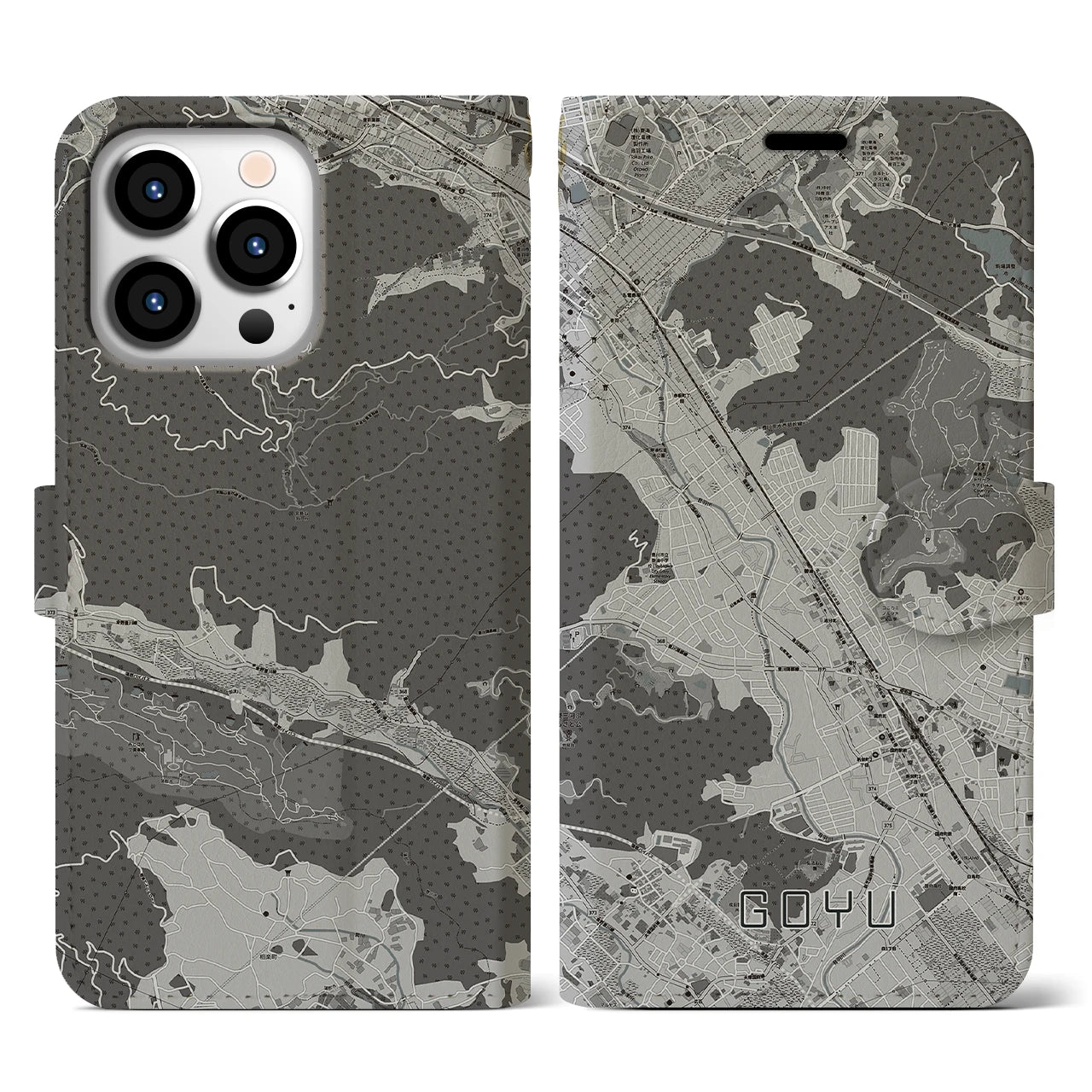 【御油(愛知県)】地図柄iPhoneケース(手帳タイプ)