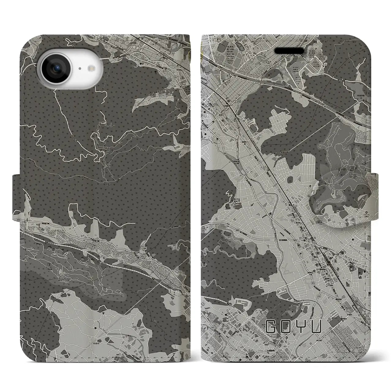 【御油(愛知県)】地図柄iPhoneケース(手帳タイプ)