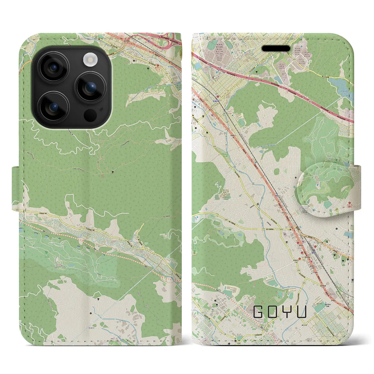 【御油(愛知県)】地図柄iPhoneケース(手帳タイプ)ナチュラル・iPhone 16 用